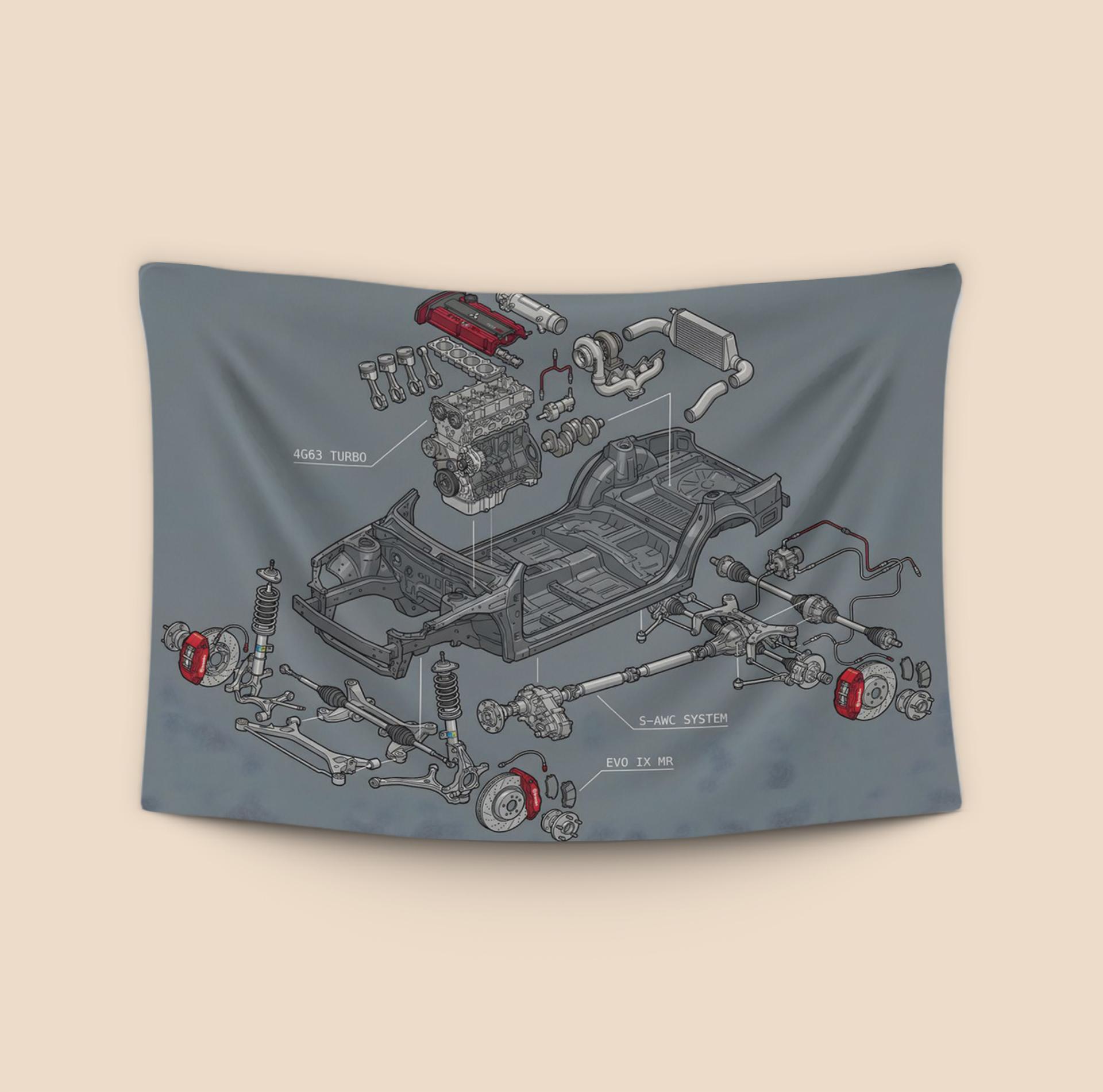 Evolution IX MR: 4G63 Technical Exploded View