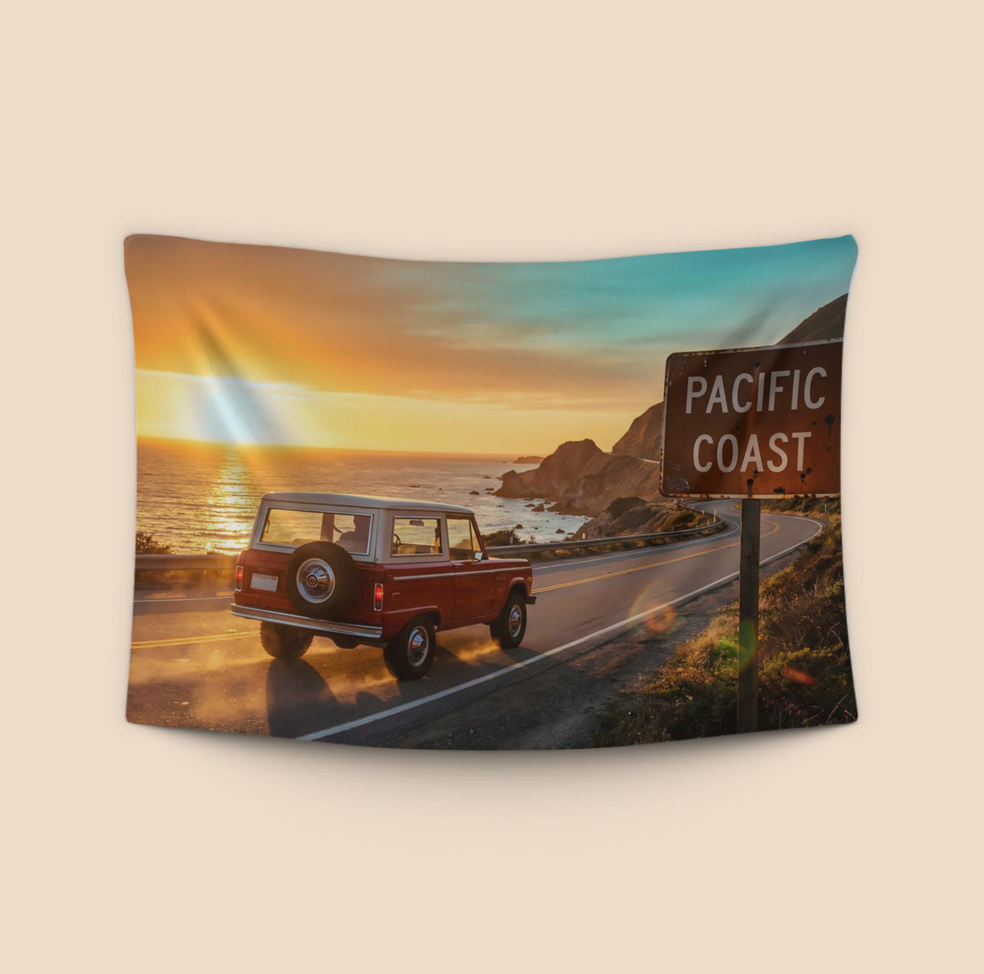 Golden Hour Bronco on the Pacific Coast