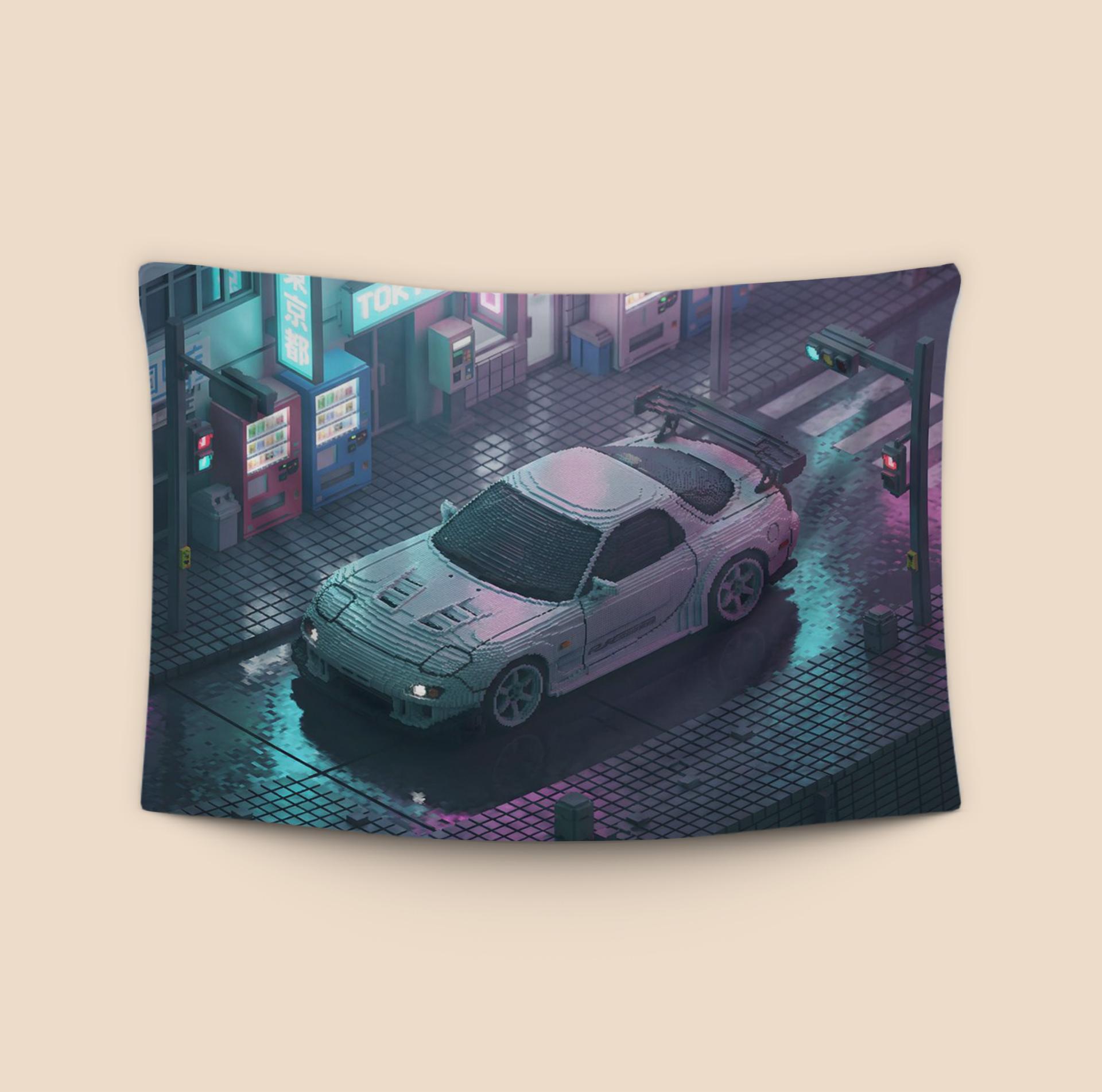 Voxel Drift: RX-7 FD in Neon Tokyo