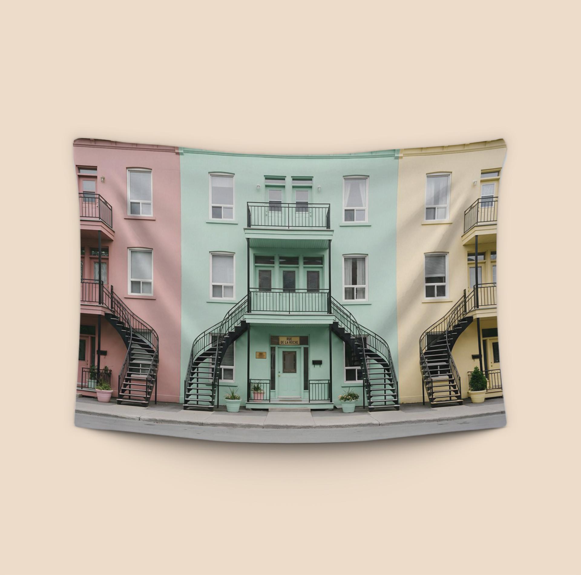 Montreal Pastel Row Houses and Spiral Staircases
