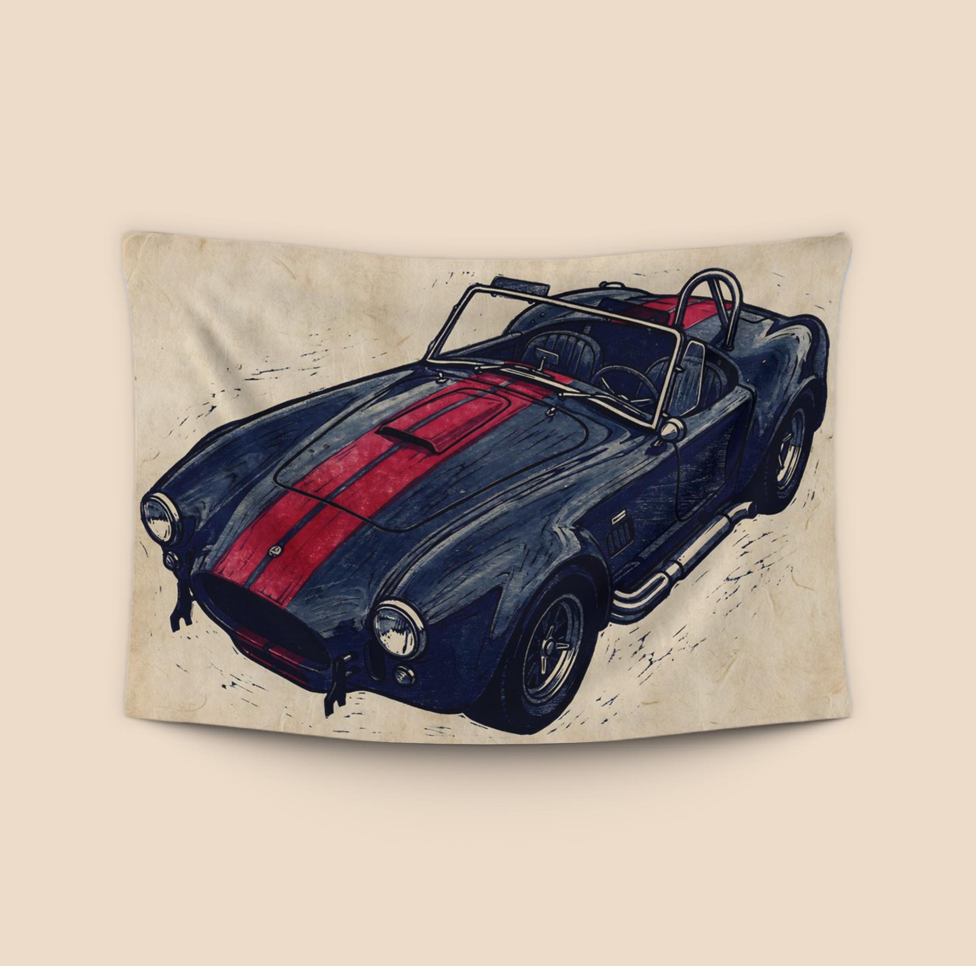 Shelby Cobra: Textured Woodcut Roadster