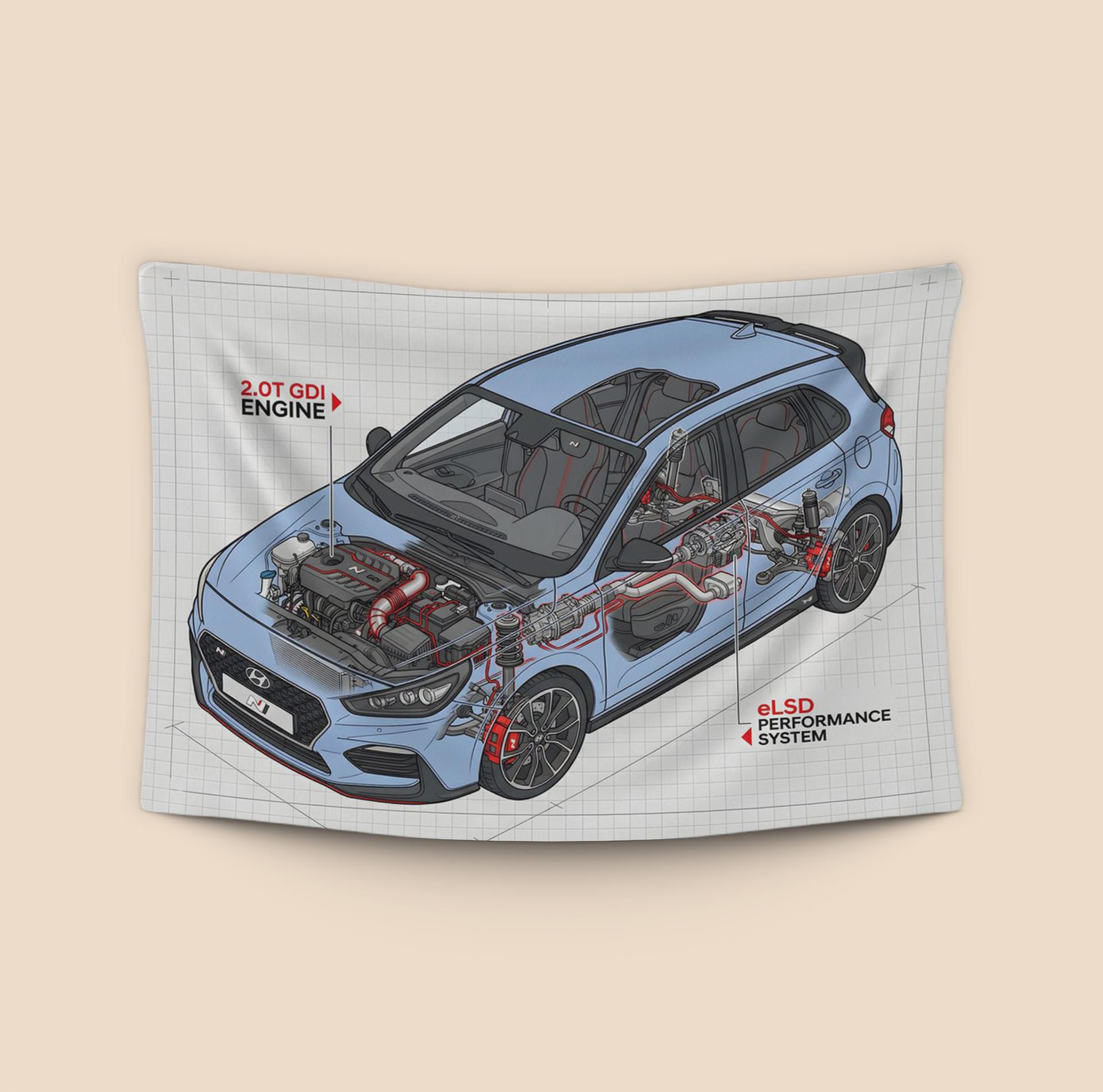 Hyundai i30 N Technical Cutaway Illustration