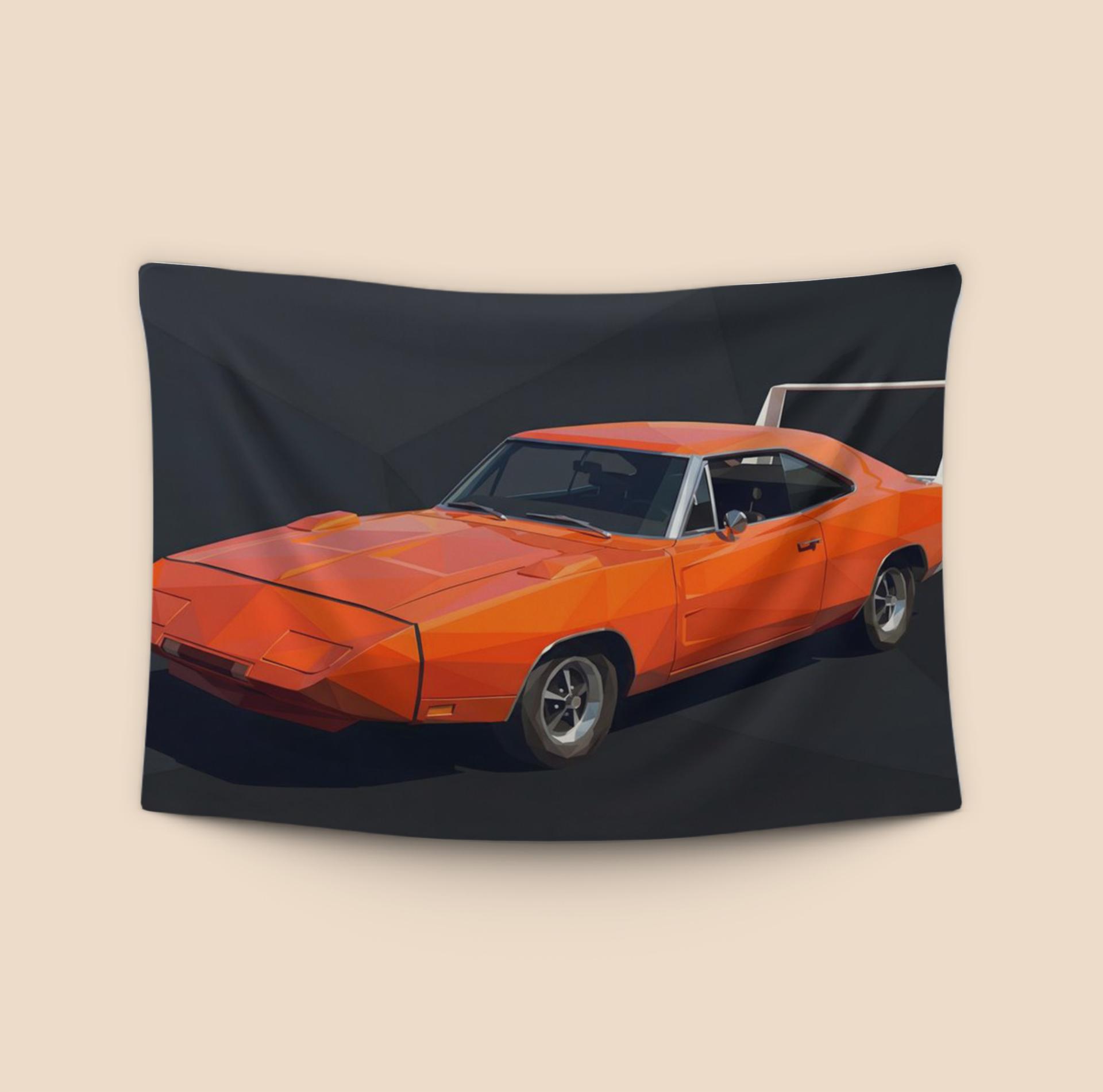 Orange Charger Daytona Low Poly Digital Art