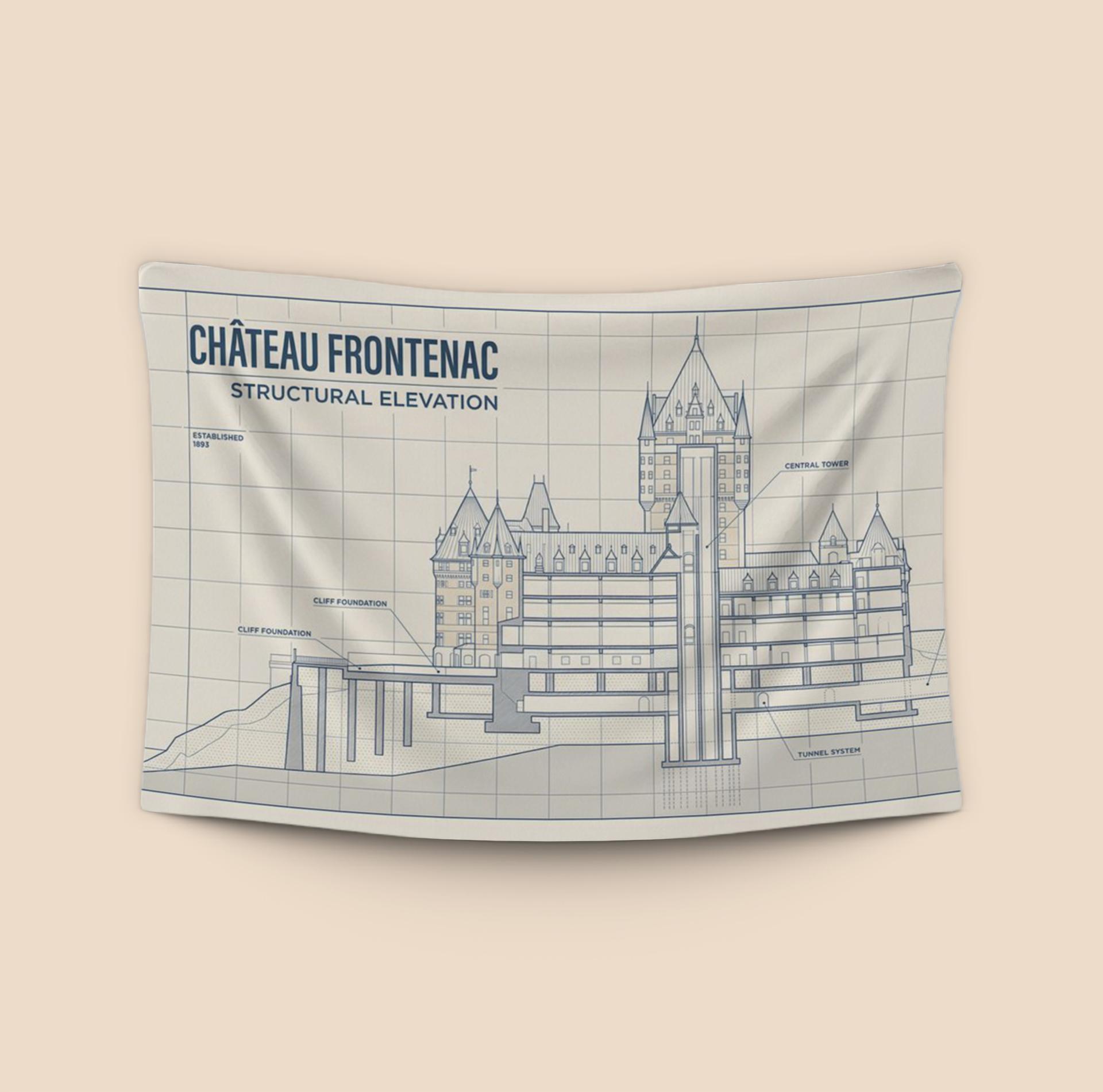 Le Château Frontenac Structural Elevation Blueprint