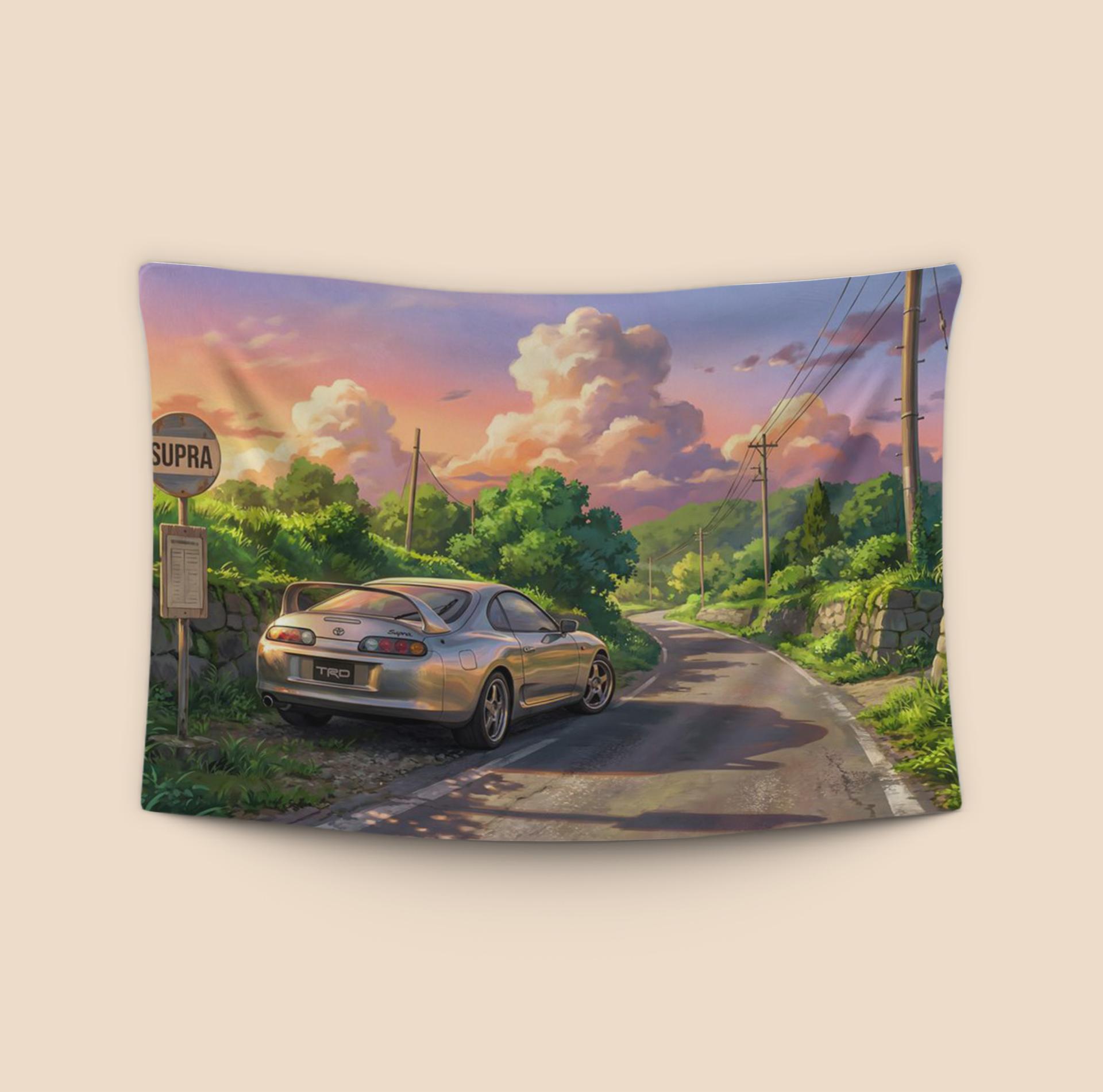 Sunset Serenity: Supra at the Country Bus Stop