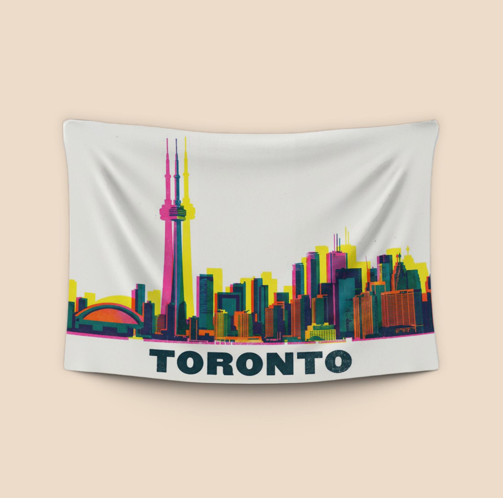 Vibrant Toronto Skyline Risograph Art