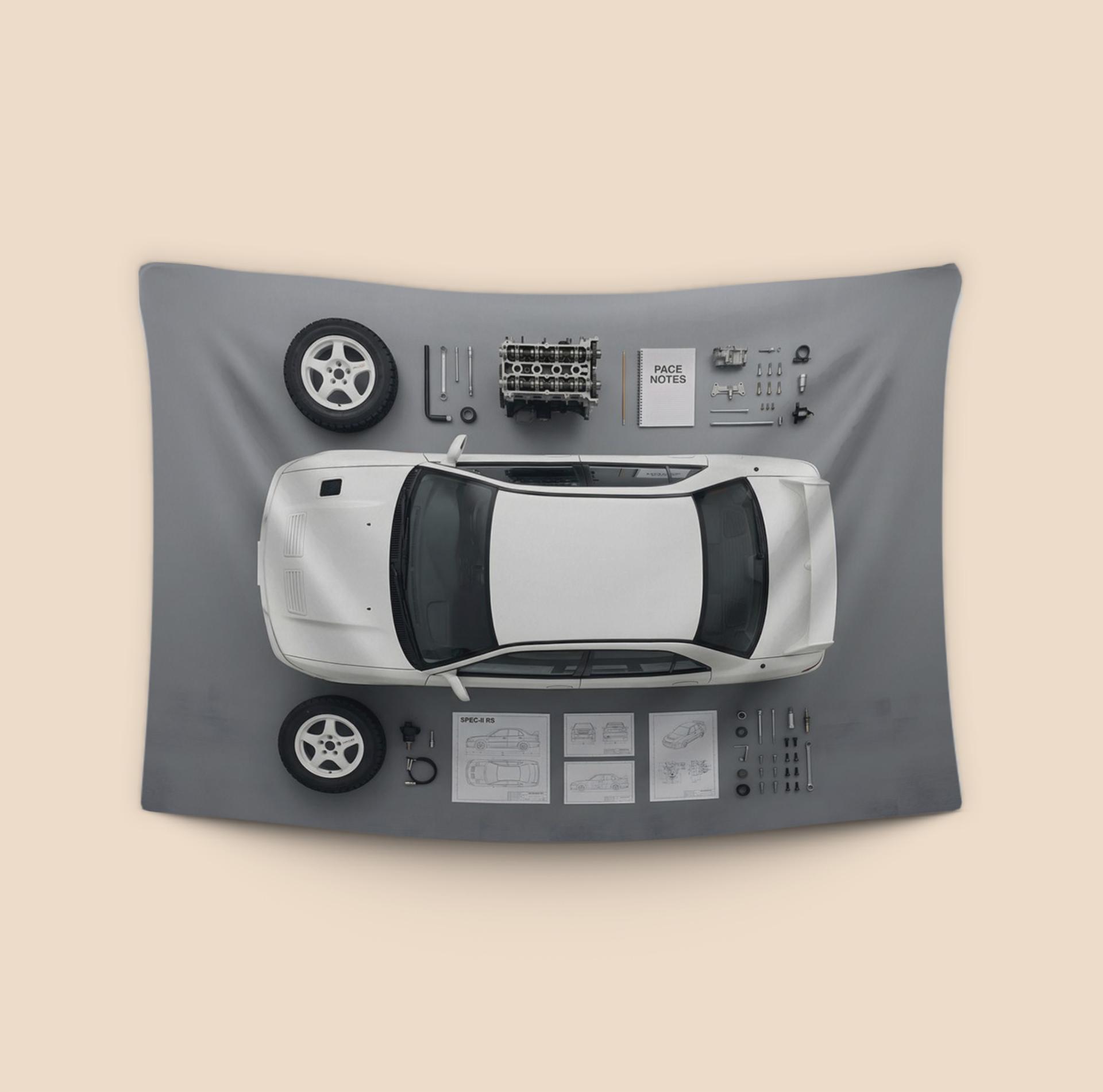 Mitsubishi Lancer Evolution II RS Knolling Component Study