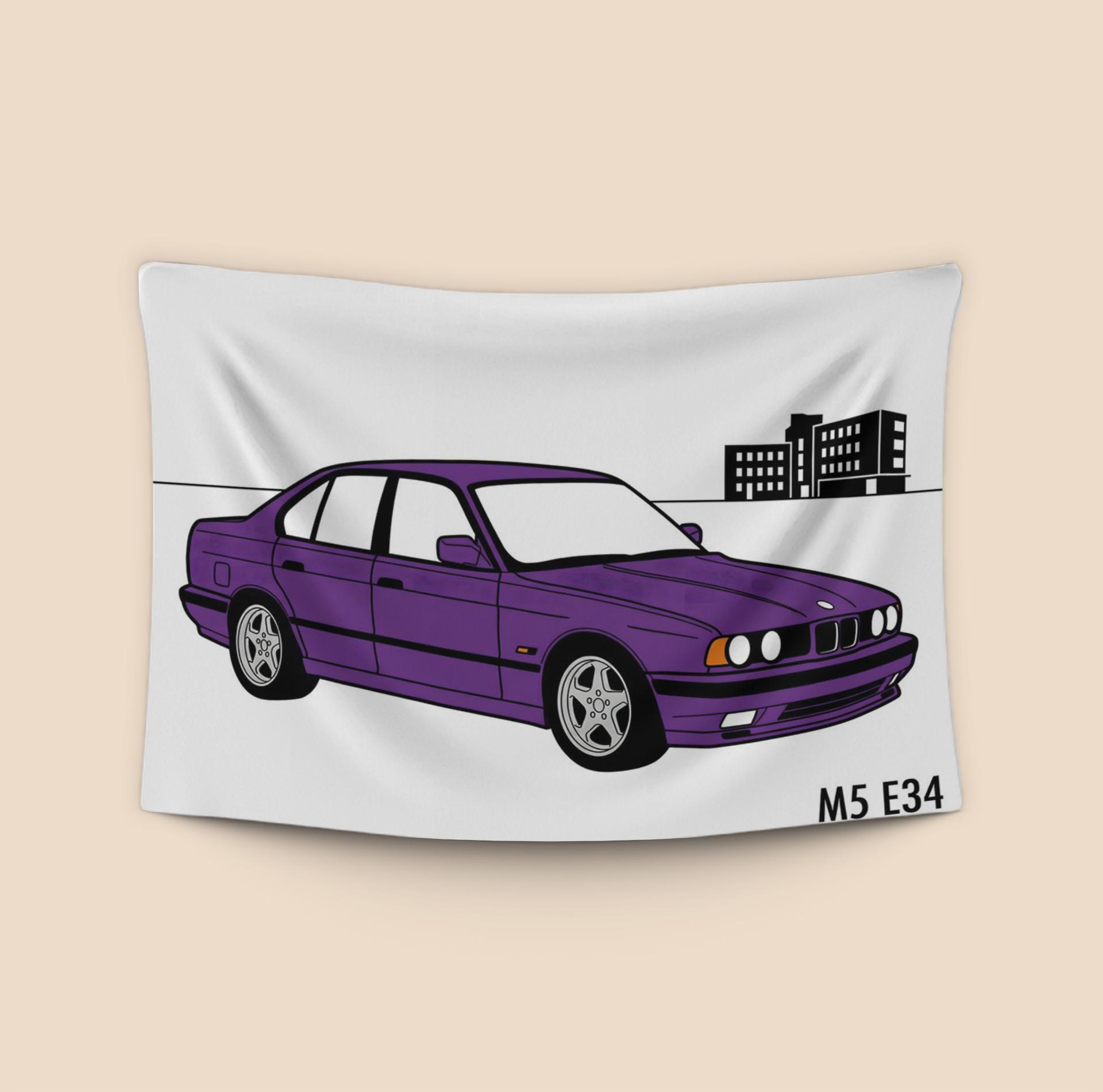 BMW E34 M5 Minimalist Purple Sedan