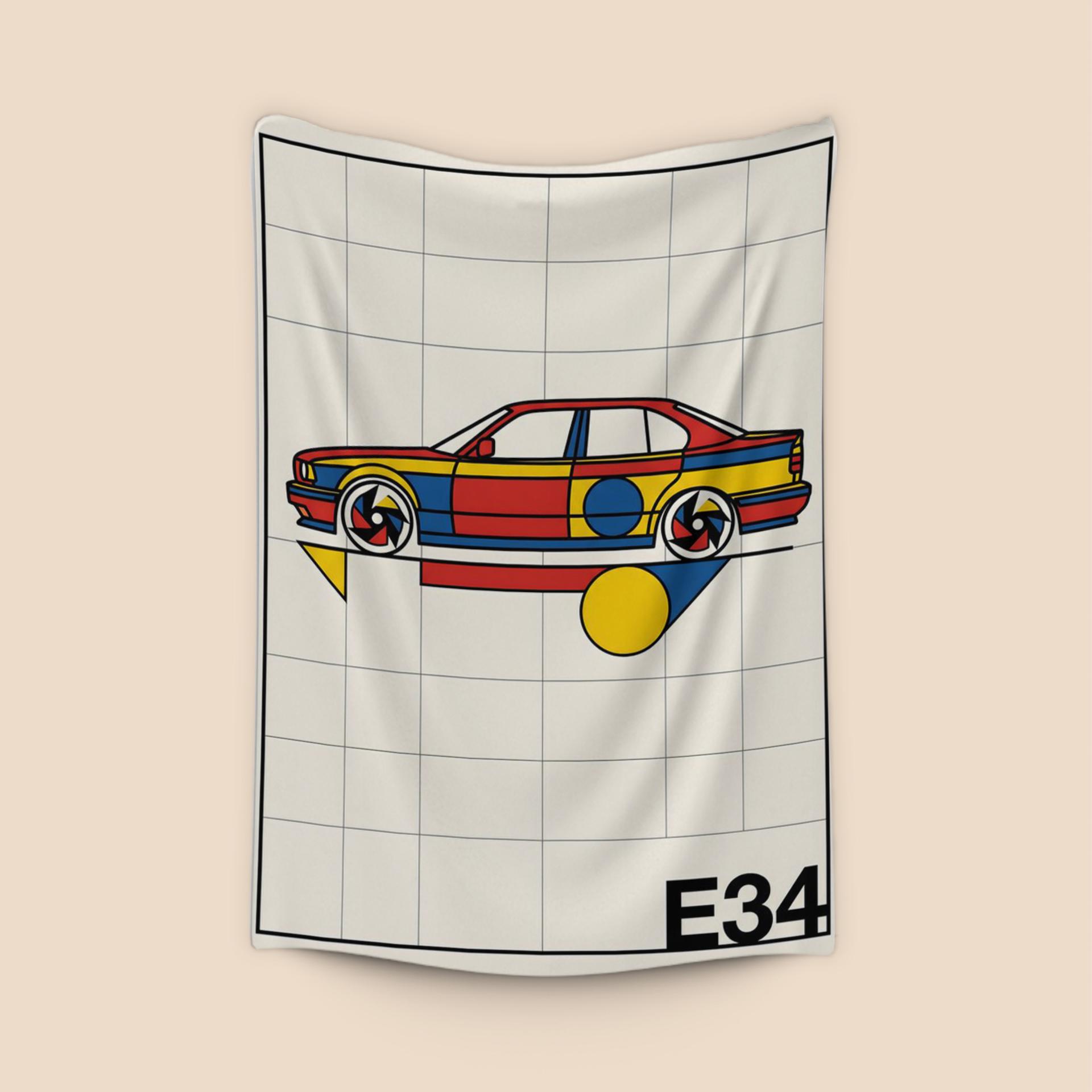 BMW E34: Bauhaus Grid Composition