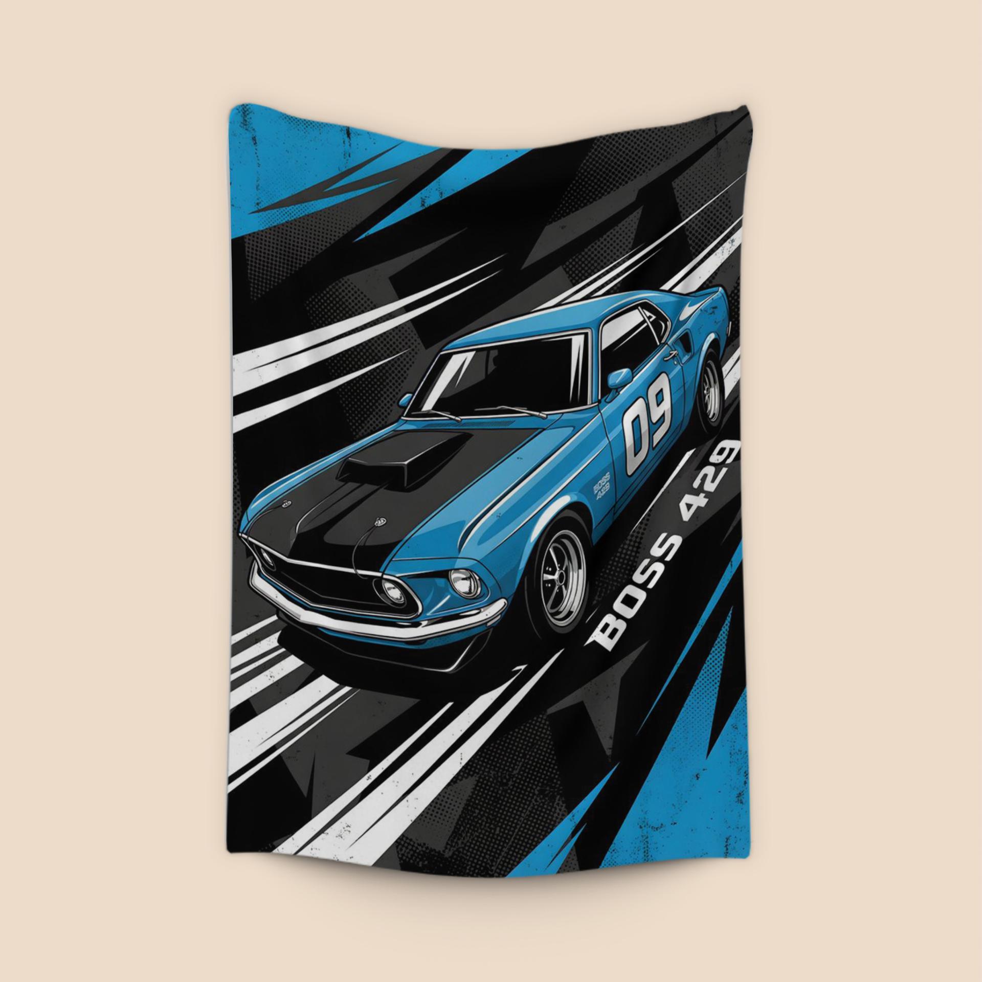 Ford Mustang Boss 429 Blue Speed Illustration