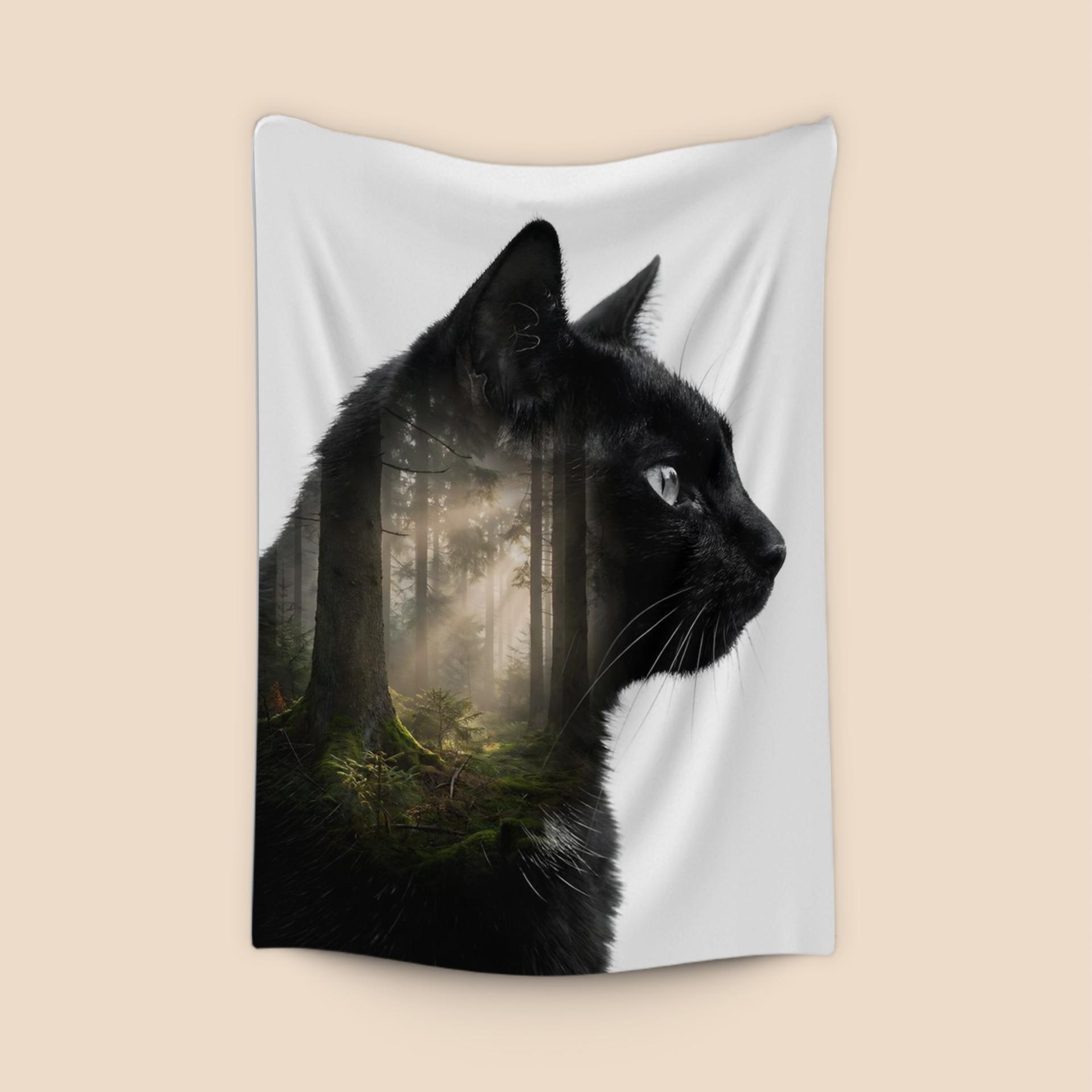 Black Cat Forest Spirit Double Exposure
