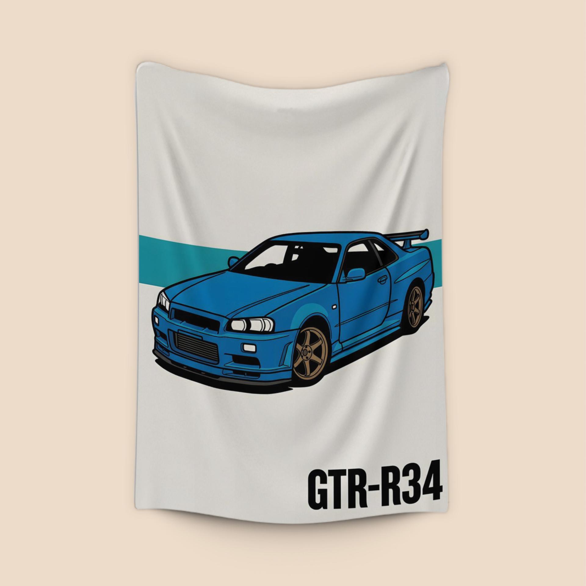 Skyline GT-R R34: Minimalist Bayside Blue Vector