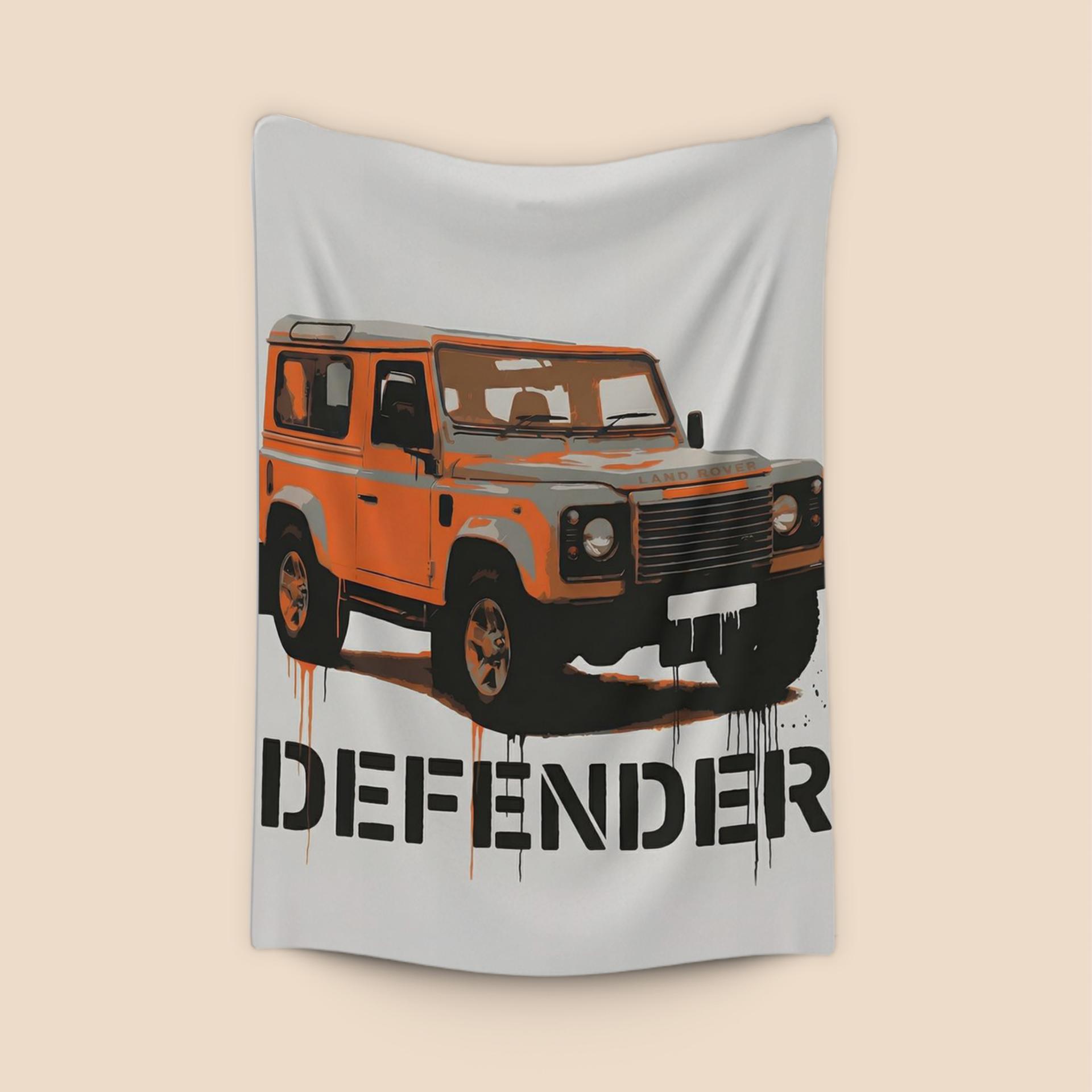 Orange Land Rover Defender Street Art Stencil