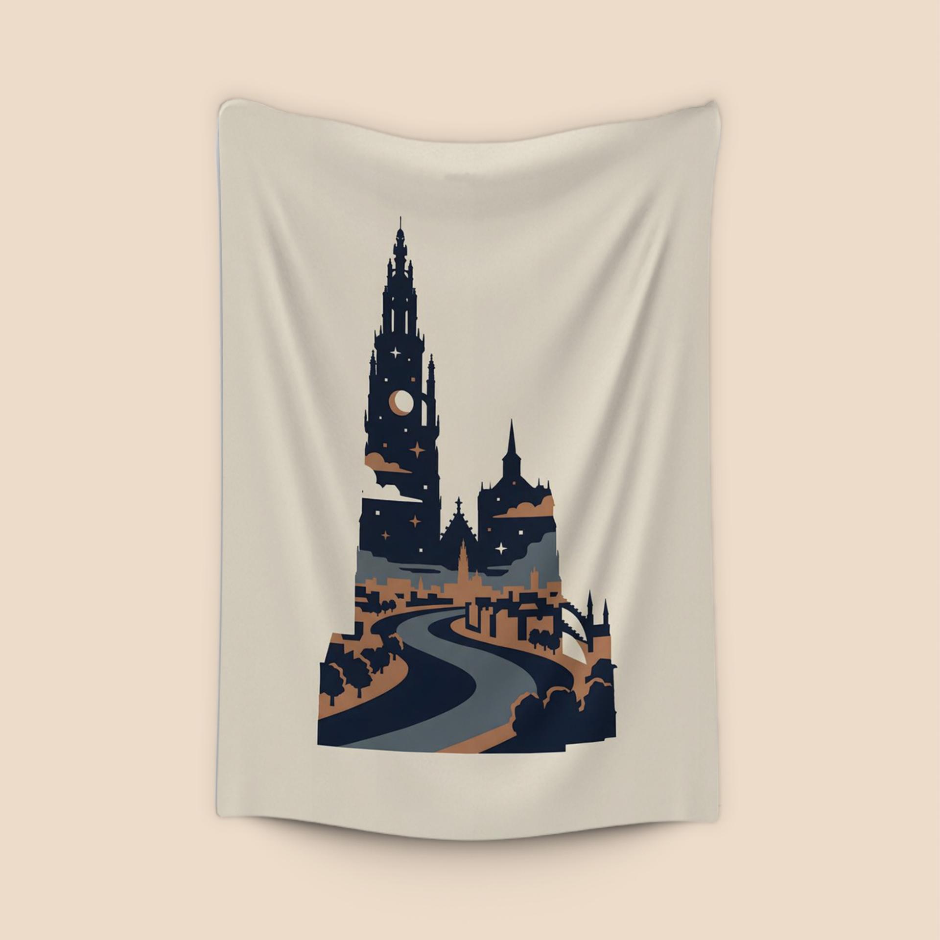 Antwerp Cathedral Starry Silhouette