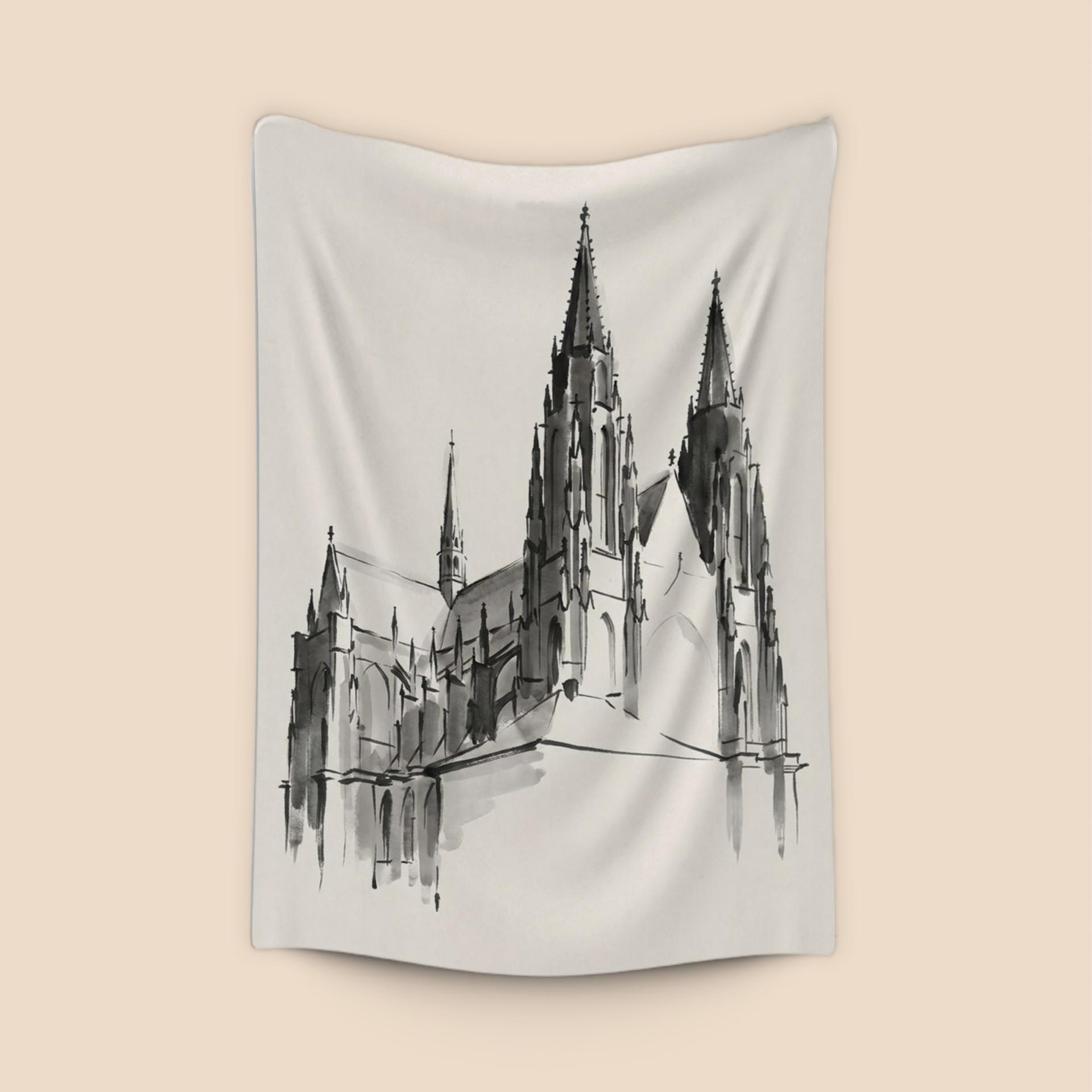 St. Vitus Cathedral Ink Wash Sketch