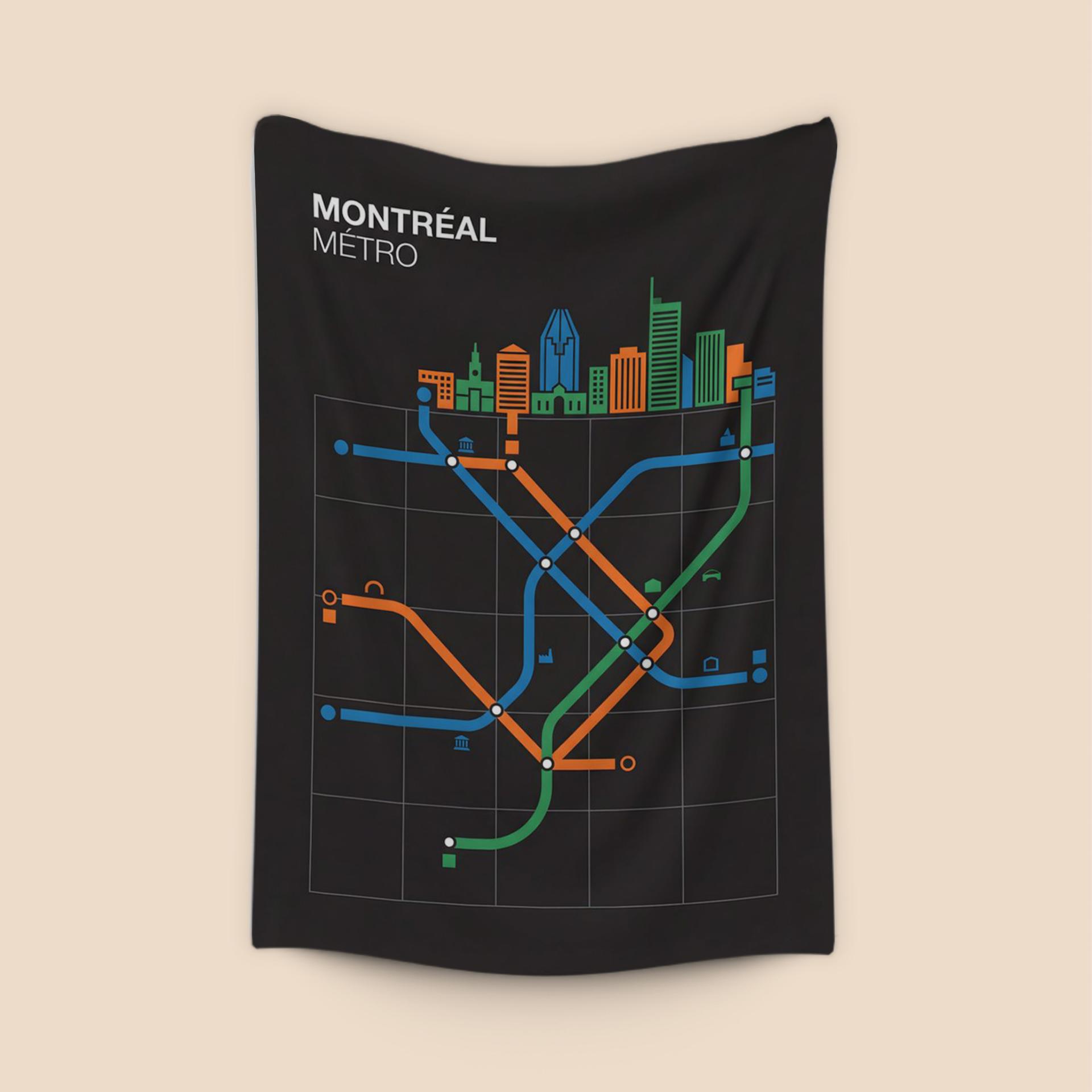 Montreal Metro Minimalist Transit Map
