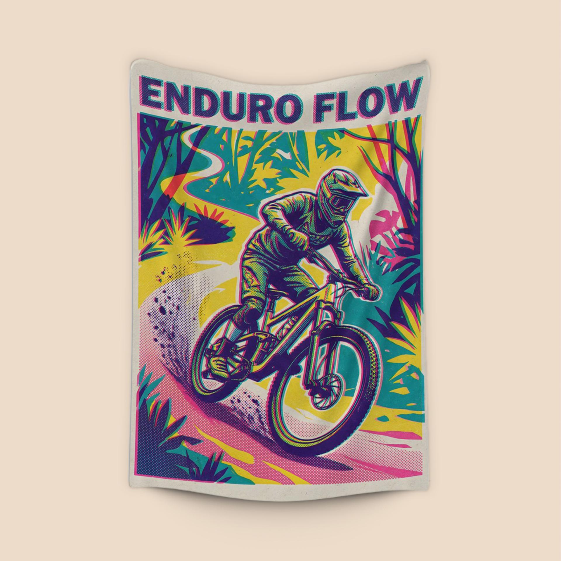 Enduro Flow: Vibrant Mountain Biking Graphic Illustration