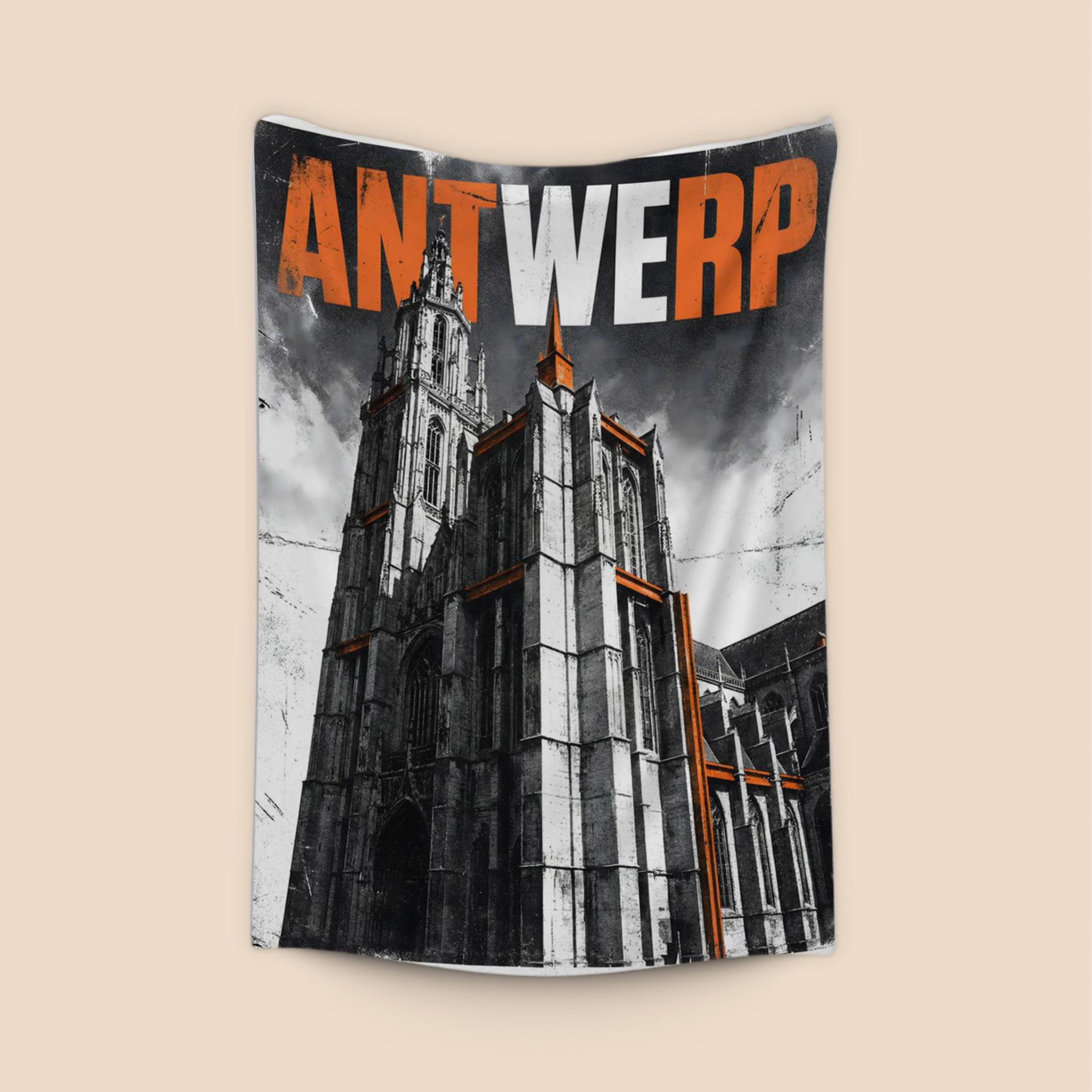Antwerp Cathedral Grunge Urban Poster