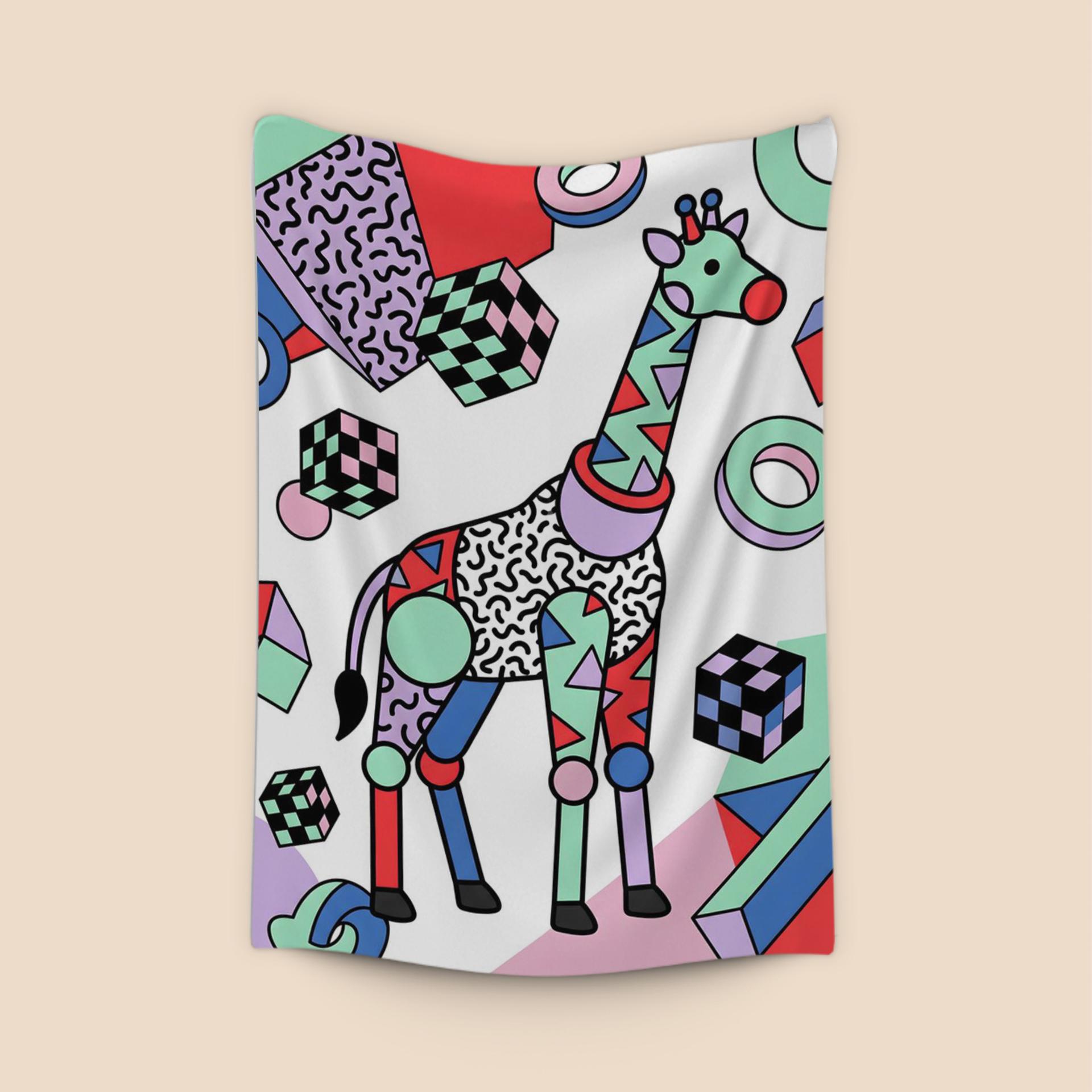 Geometric Safari: The Memphis Design Giraffe