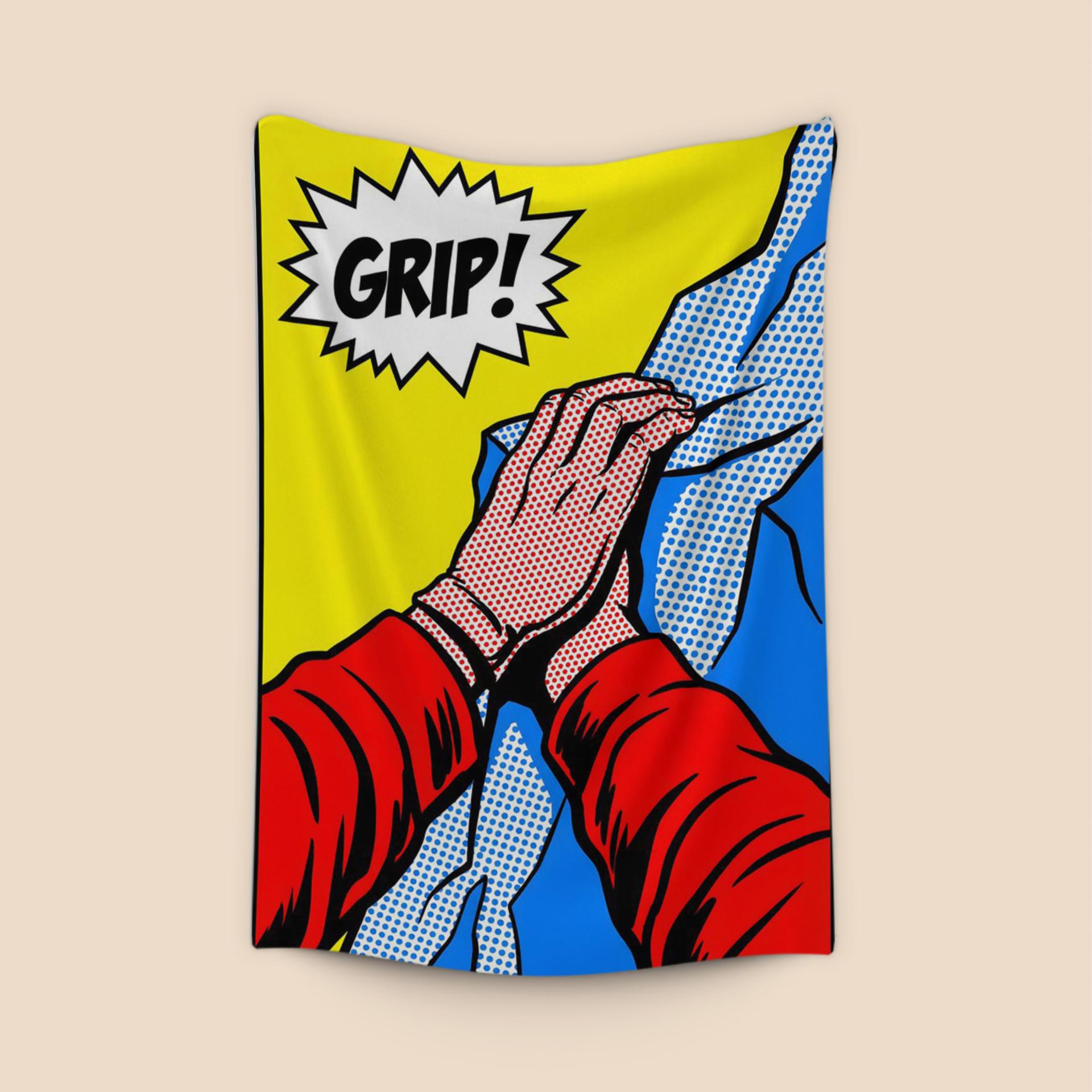 Grip! Comic Book Style Rock Climbing Art