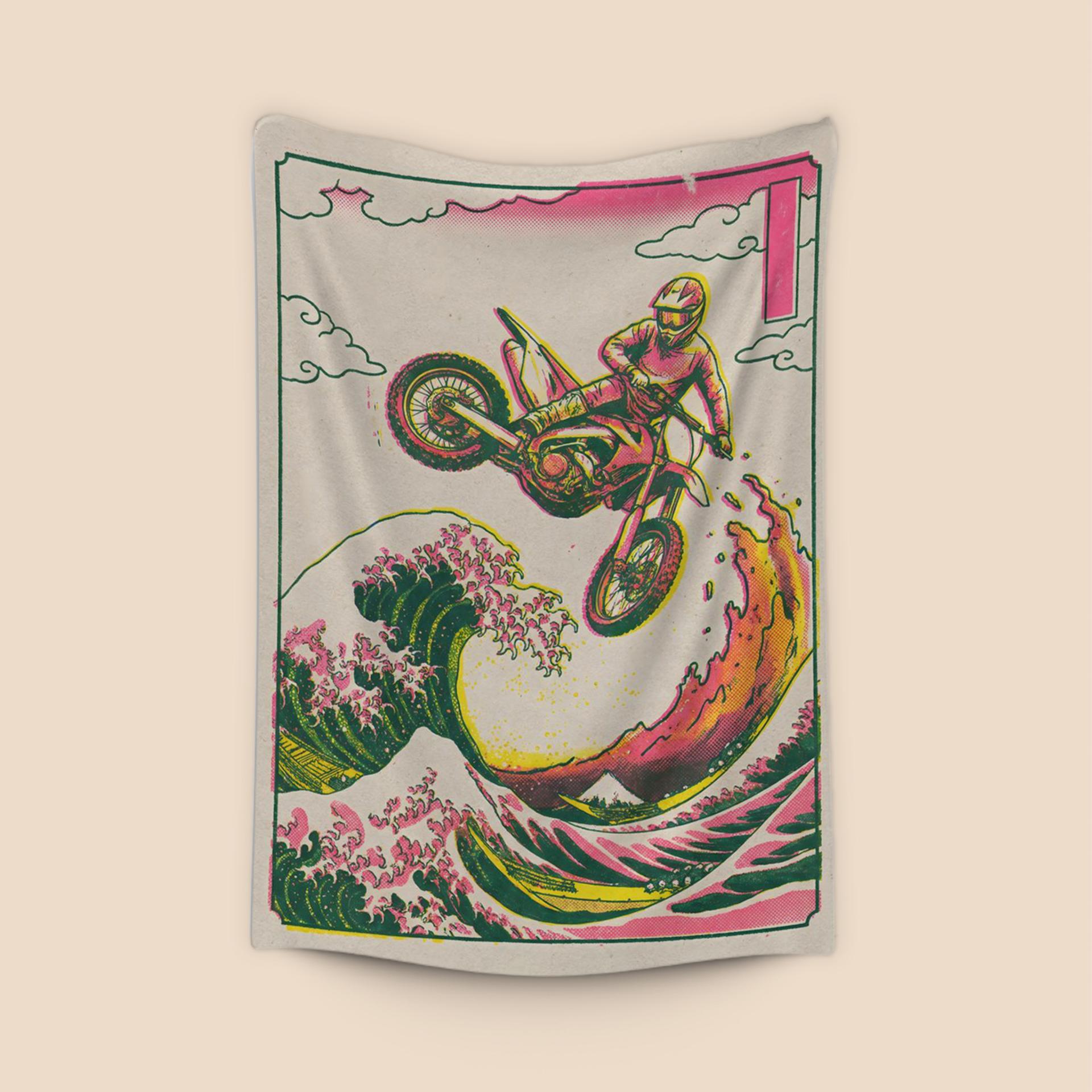 The Great Motocross Wave: Hokusai Inspired Action Art