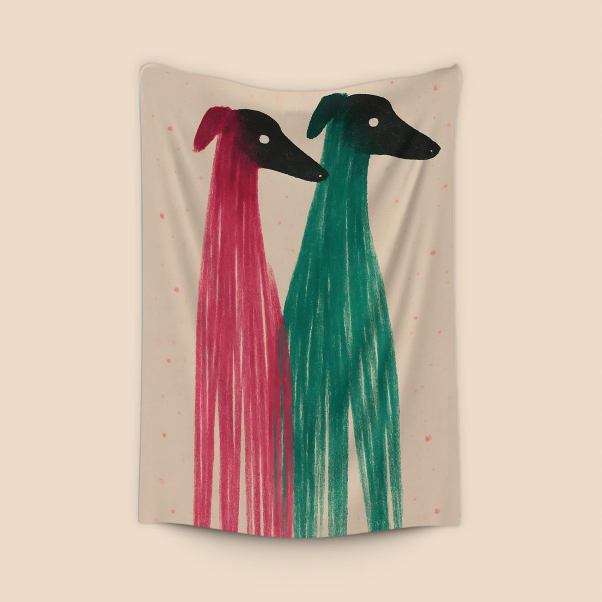 Whimsical Greyhound Duo