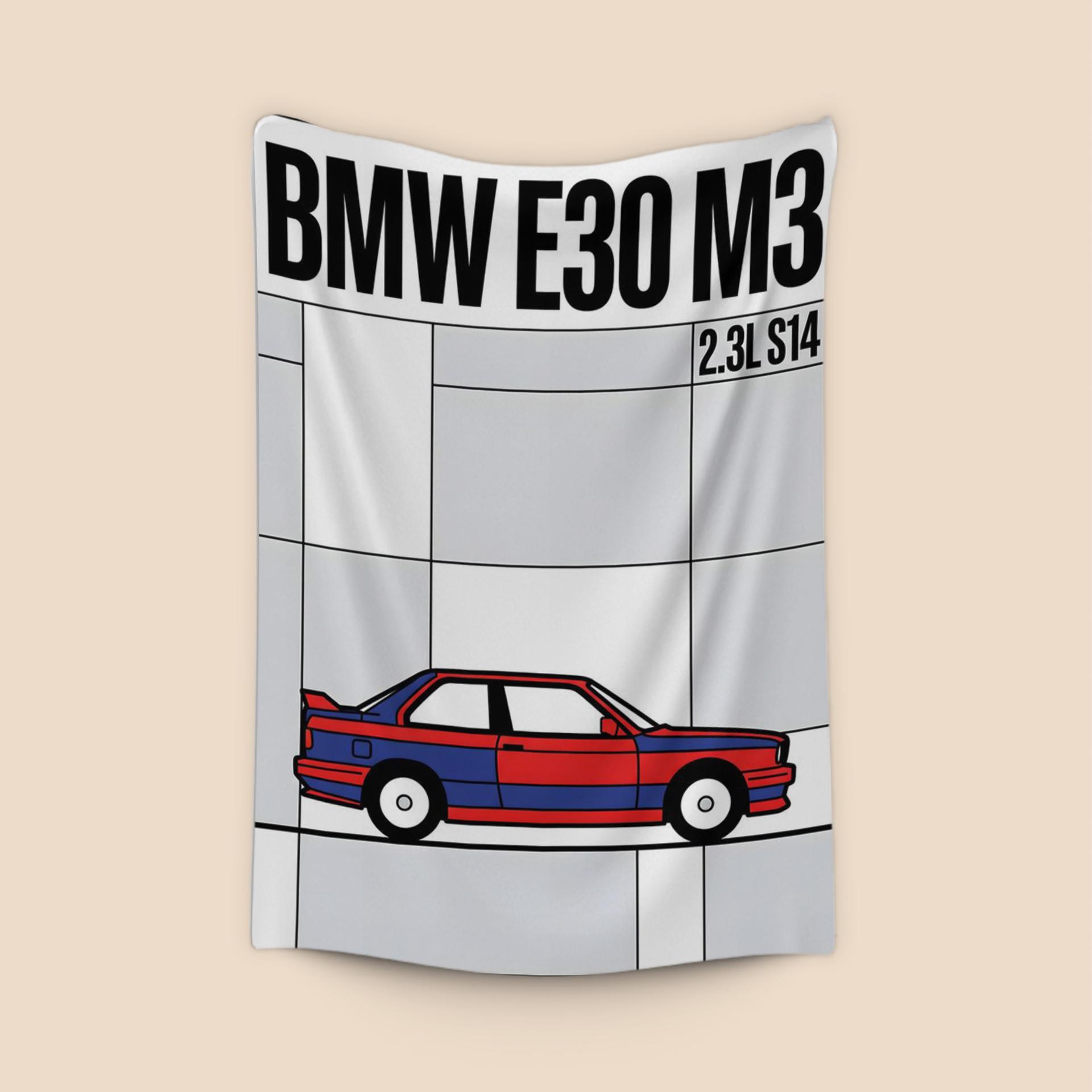 BMW E30 M3 Mondrian Style Art Poster