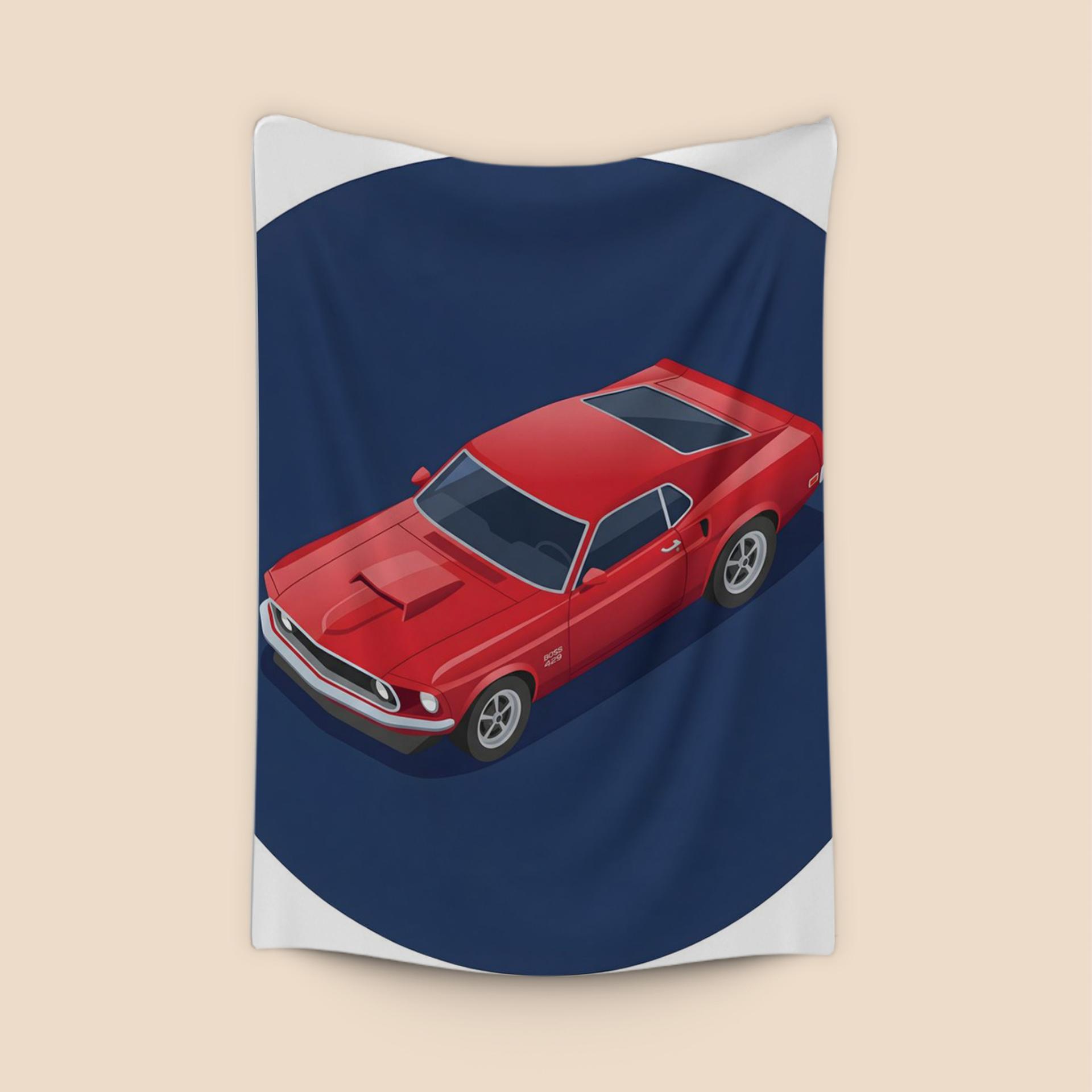 Red Mustang Boss 429 Isometric Illustration