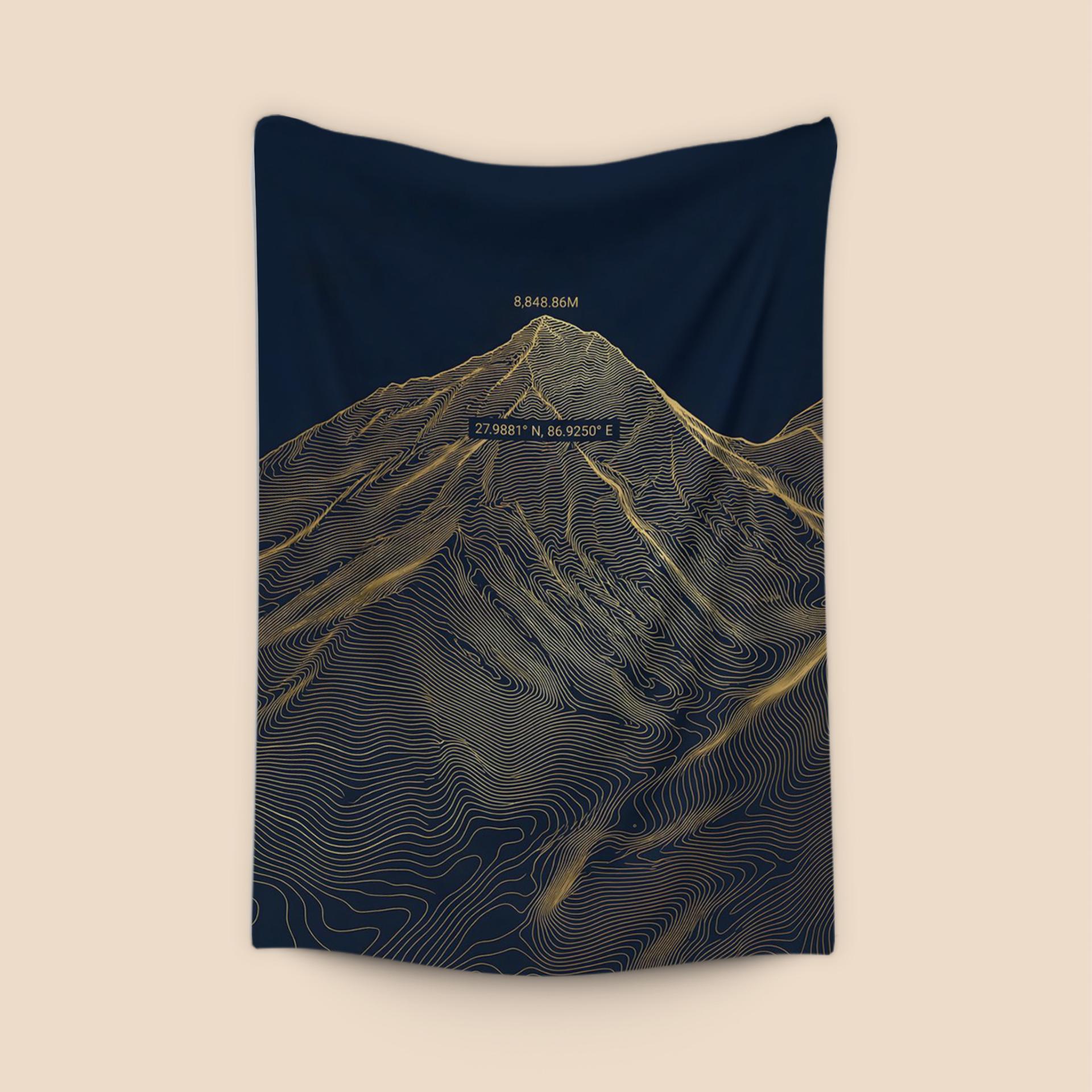 Mount Everest Gold Topographic Summit Poster