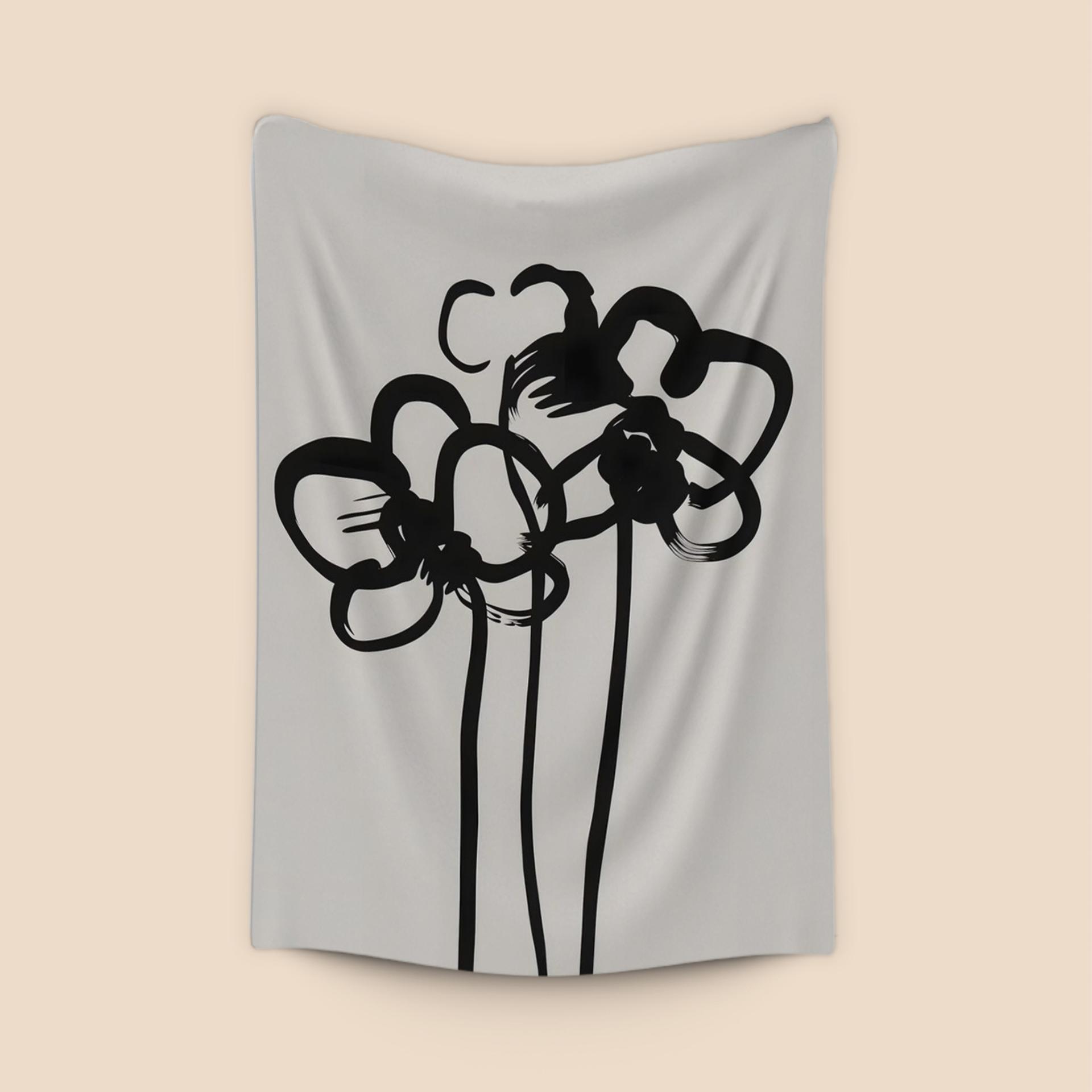 Abstract Ink Brush Flowers