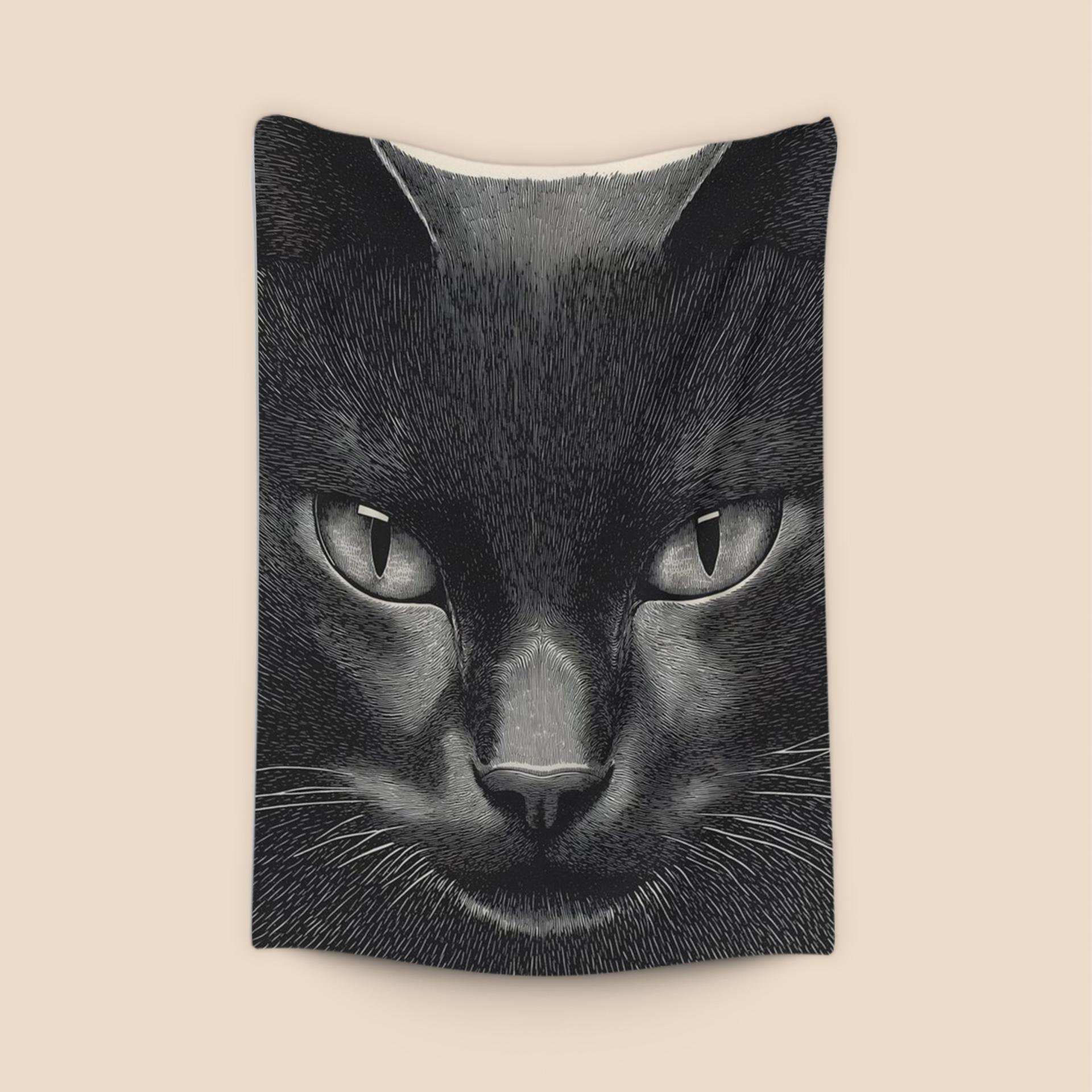 Intense Black Cat Engraving