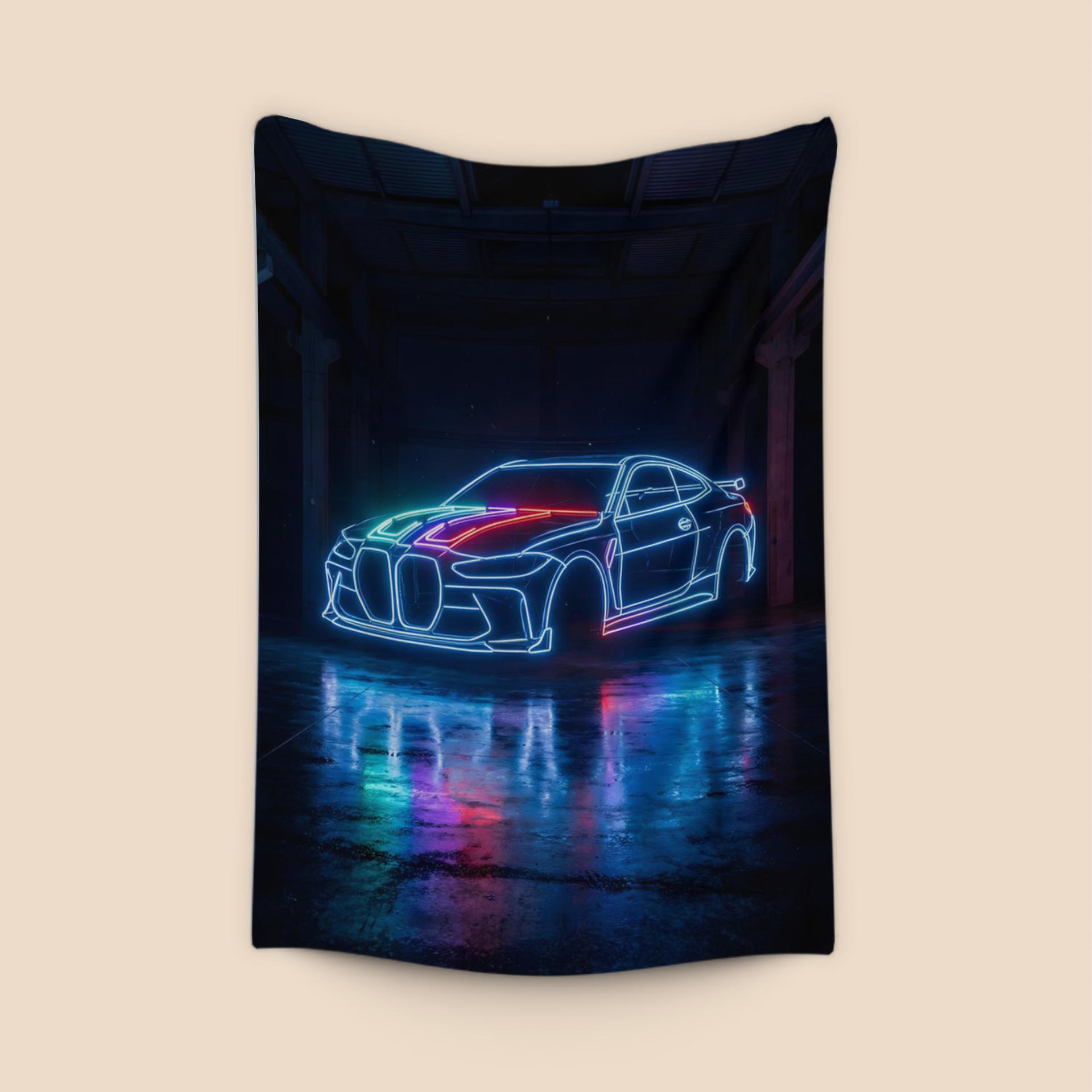 BMW M4 Neon Wireframe