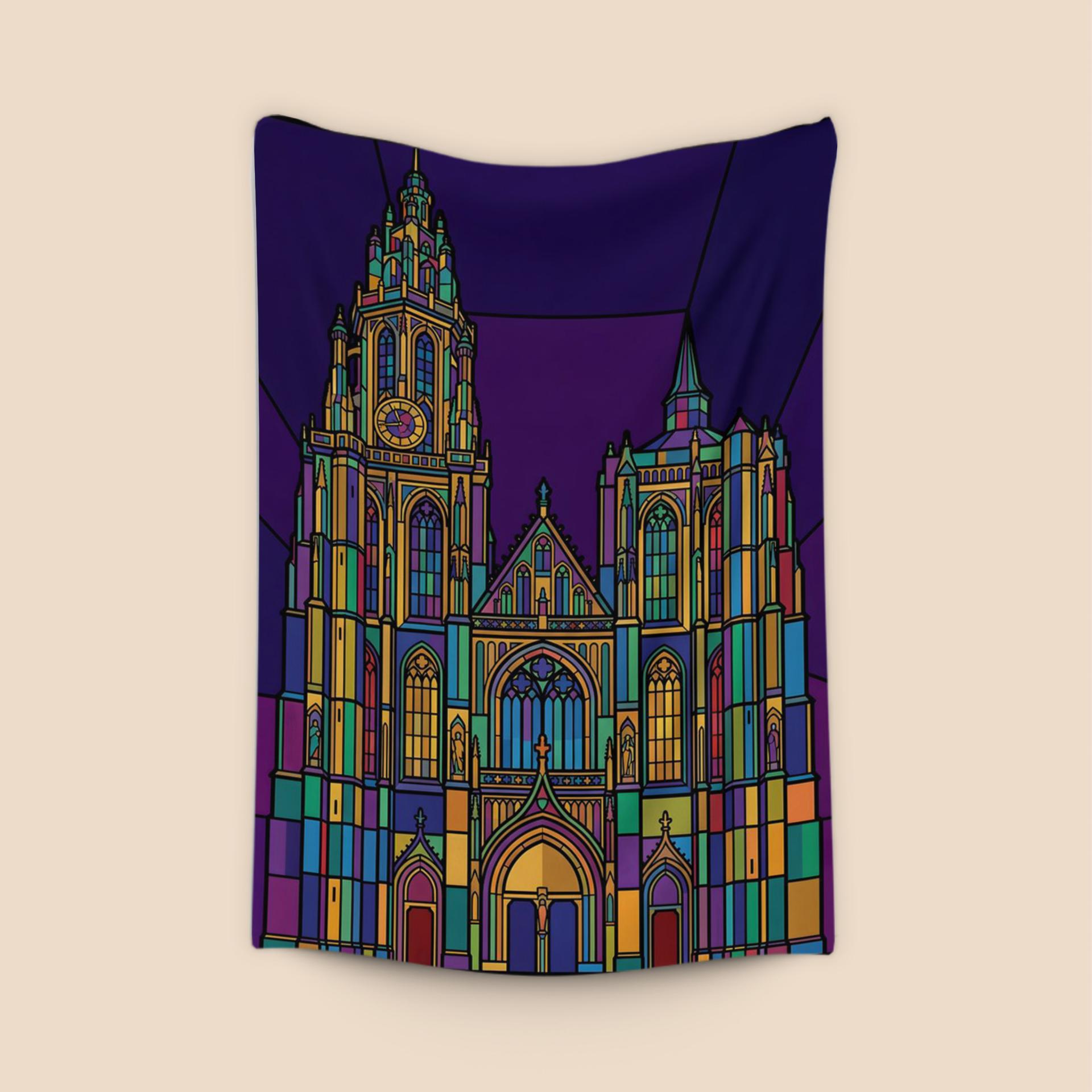 Antwerp Cathedral Stained Glass Illustration