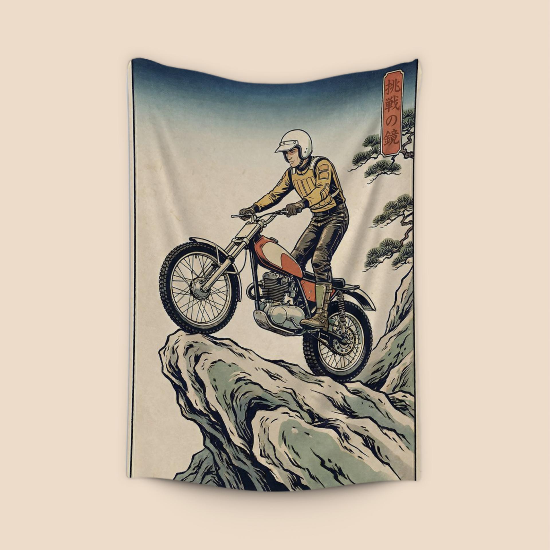 Zen of the Trail: Ukiyo-e Trials Motorcycle Illustration