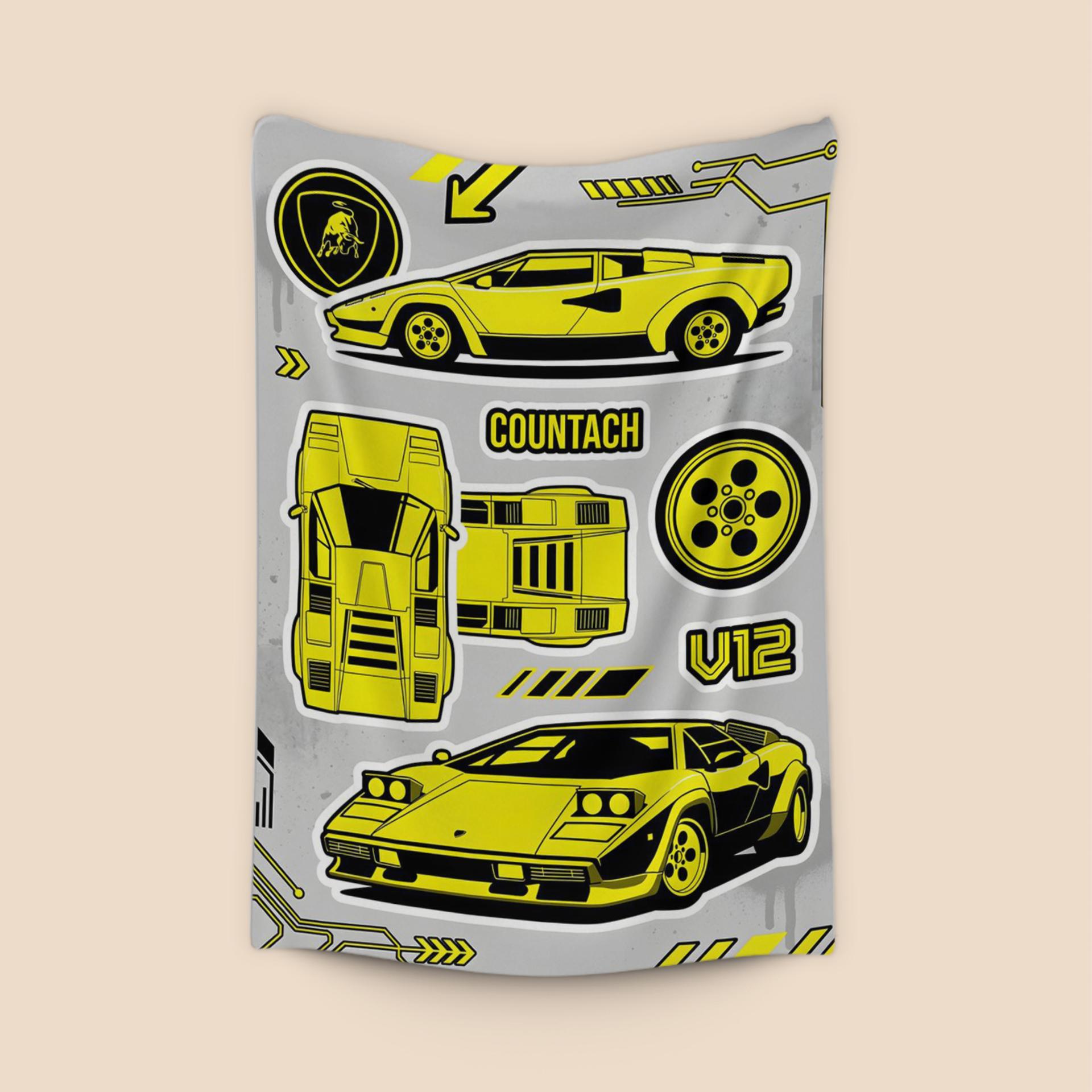 Lamborghini Countach V12 Technical Sticker Graphic