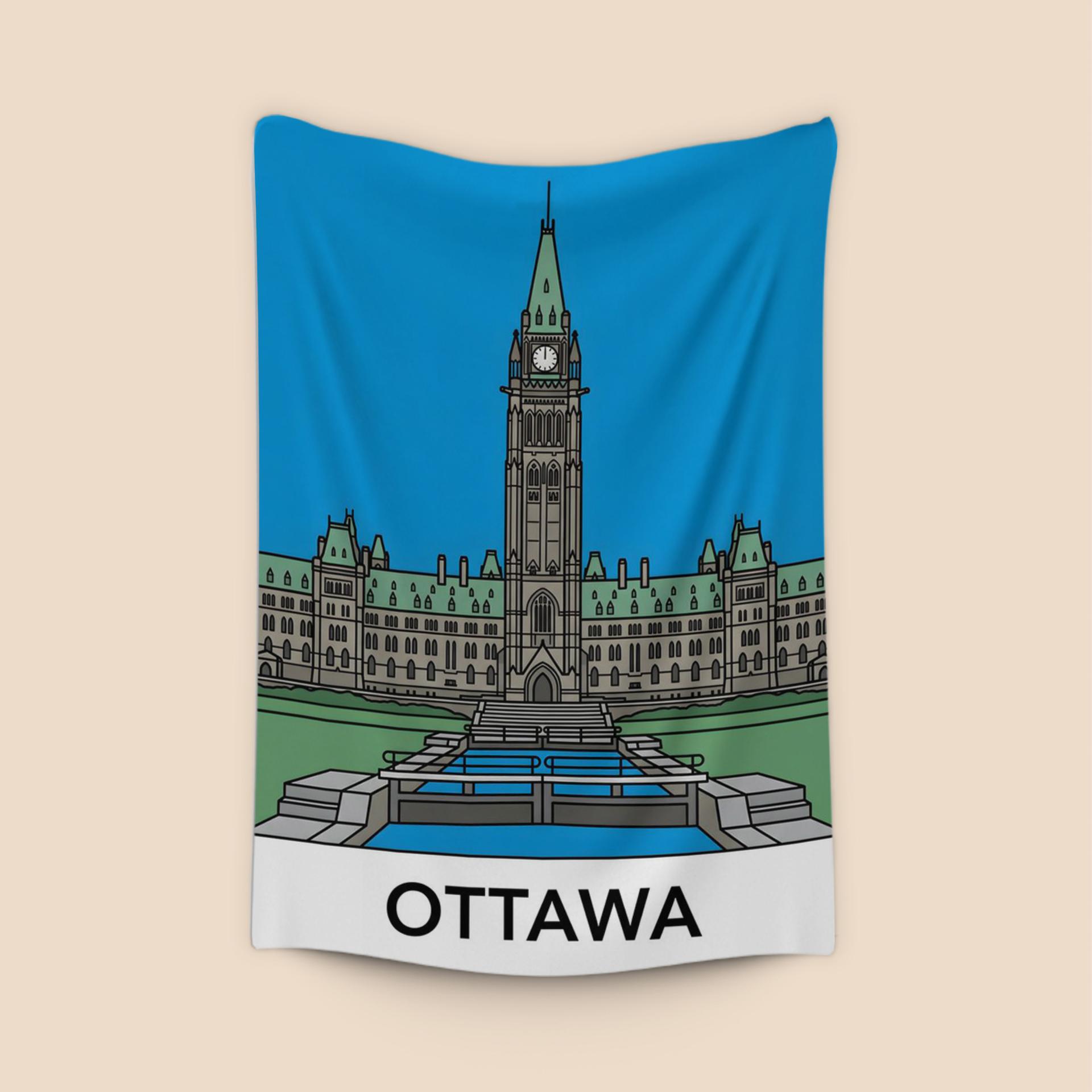 Ottawa Parliament Hill Minimalist Illustration