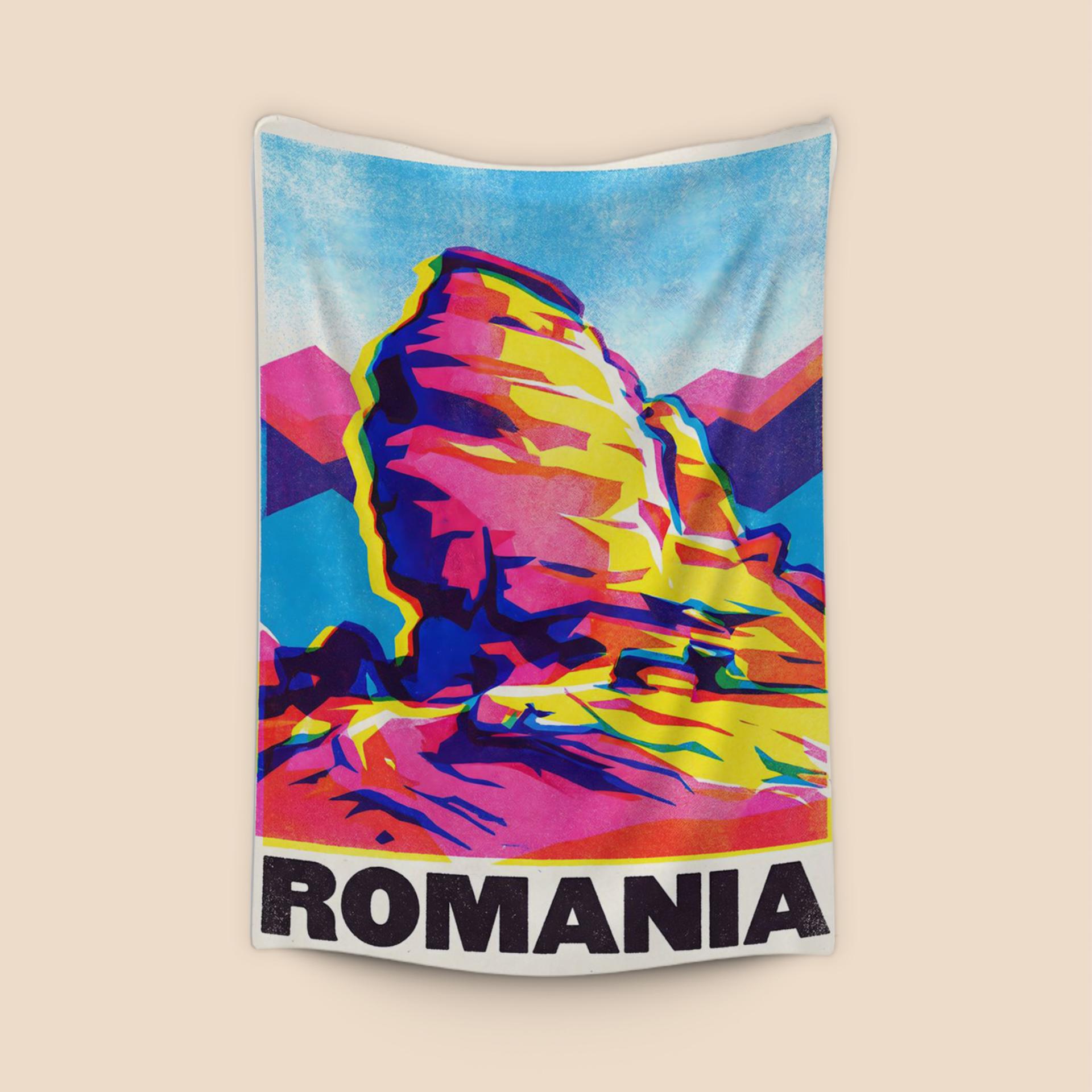 Pop Art Bucegi Sphinx: Romania Travel Poster