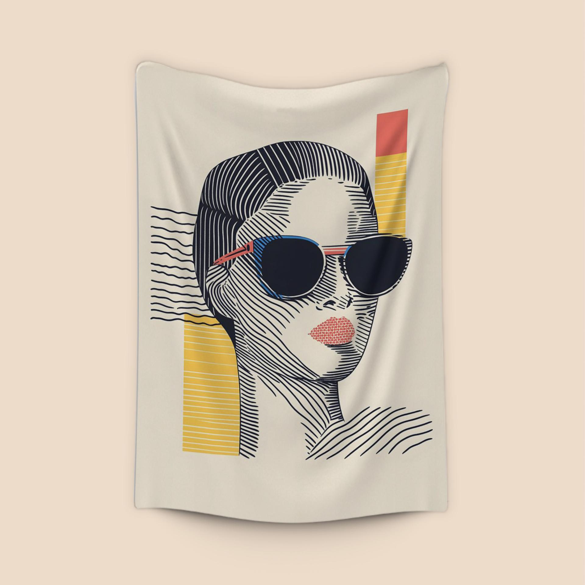 Geometric Woodcut Fashion Portrait