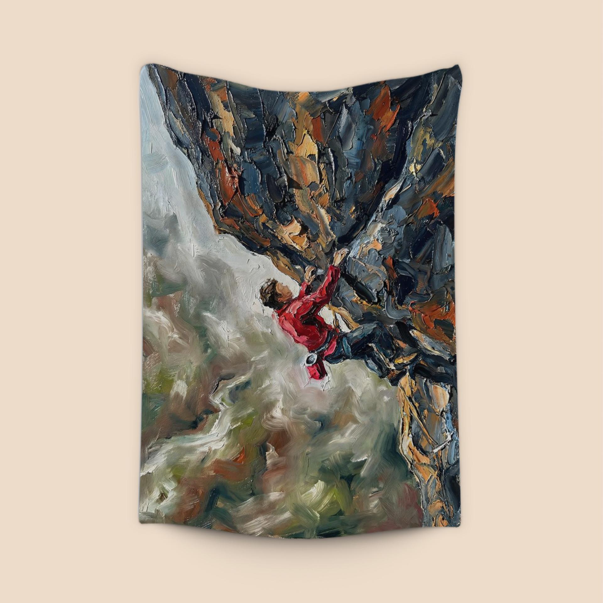 The Ascendant's Resolve: Impasto Rock Climbing