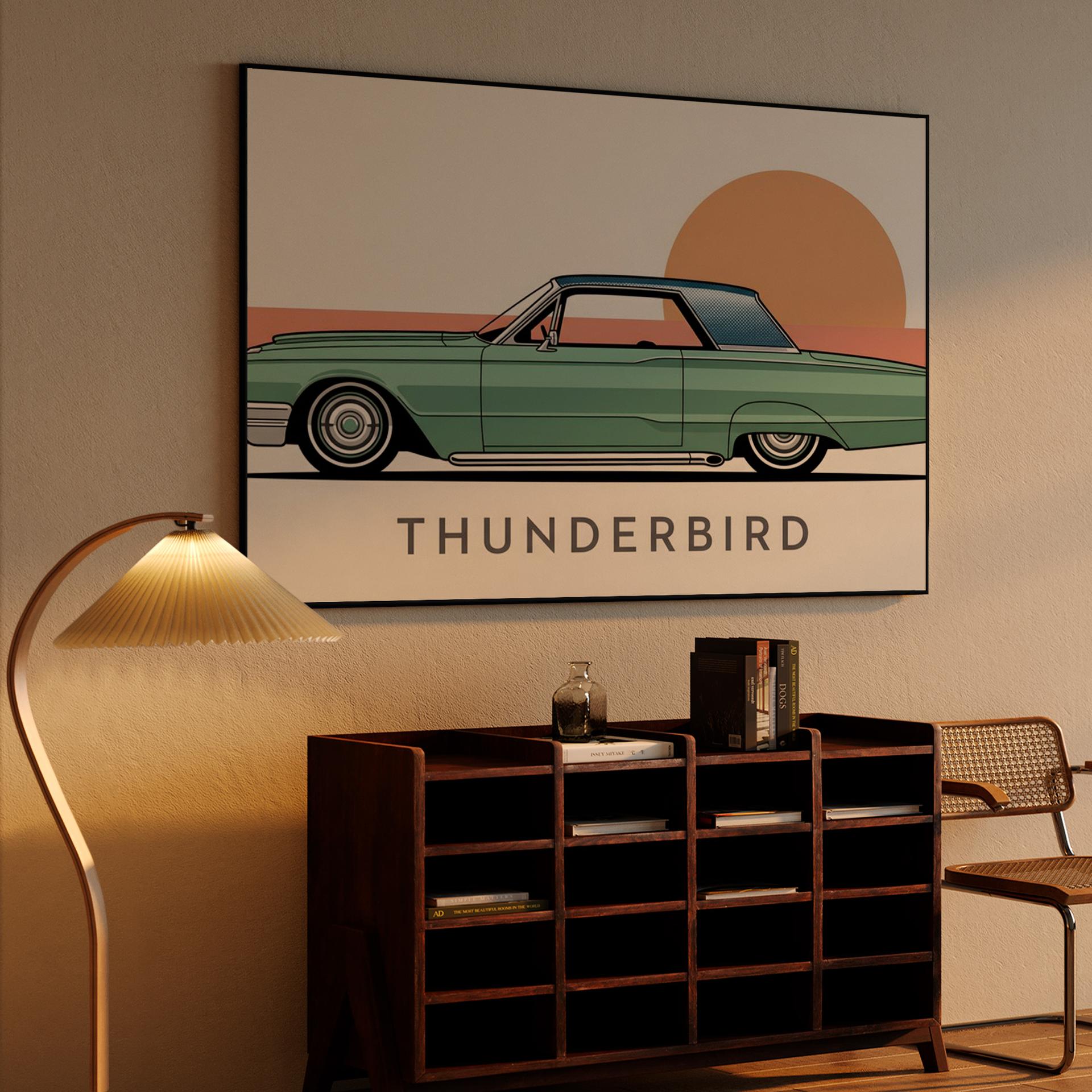 Teal Thunderbird Sunset Profile