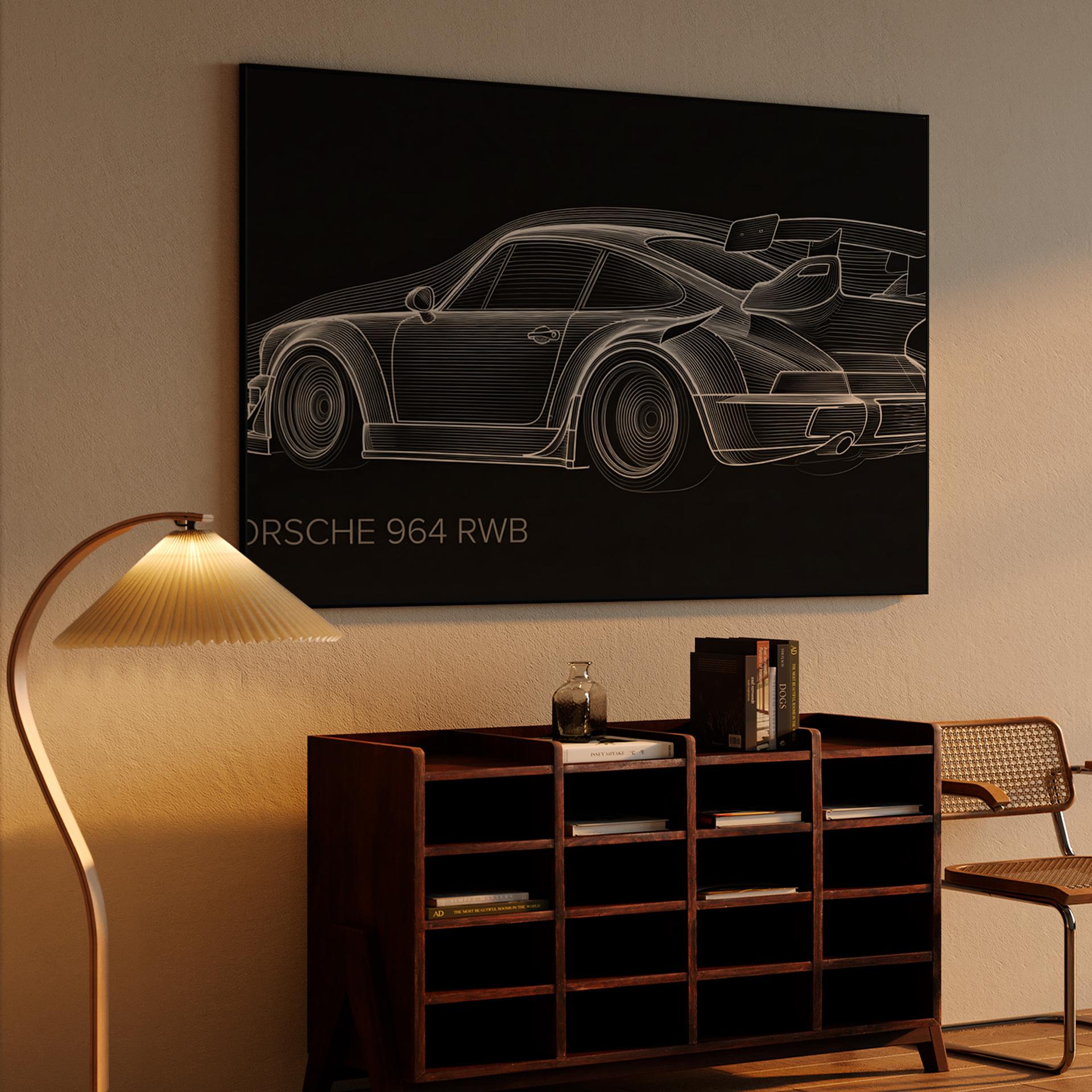 Porsche 964 RWB: Aerodynamic Flow Line Art
