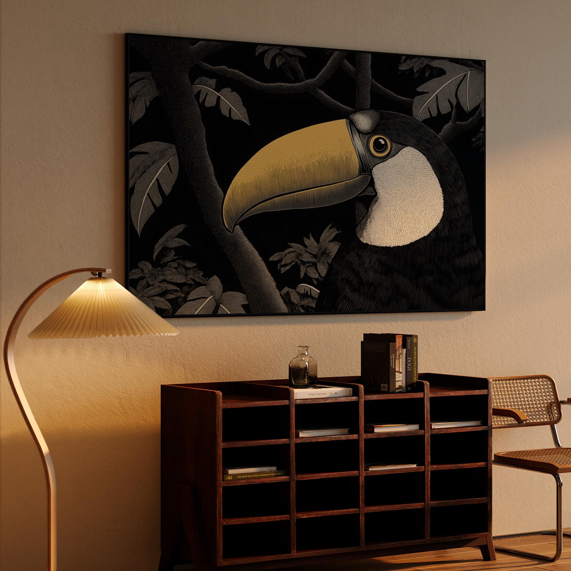Woodcut Style Toucan Portrait