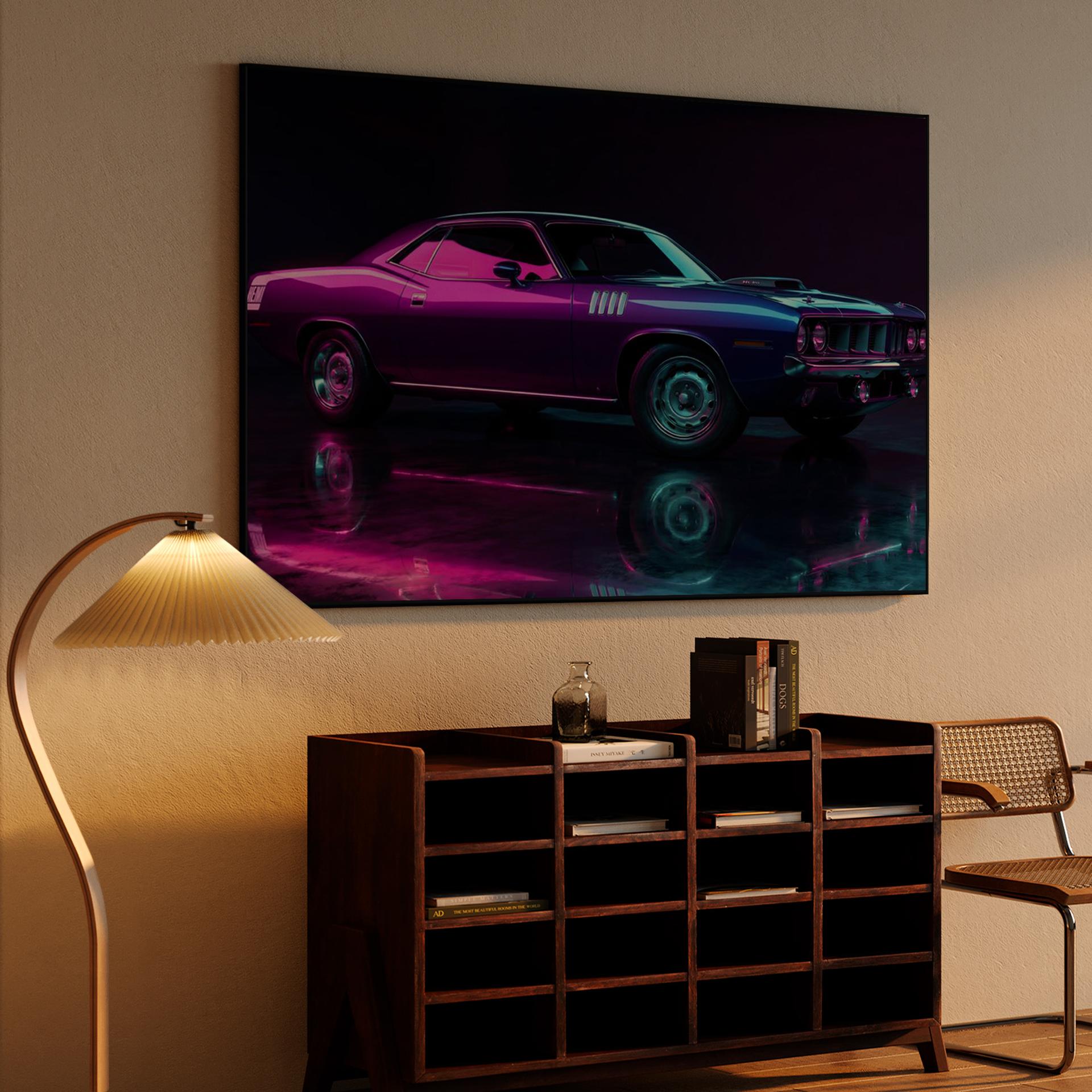 Neon Synthwave 'Cuda: Electric Hemi Power