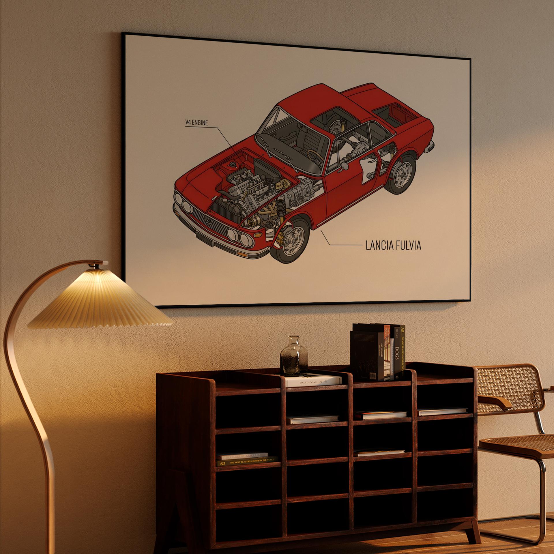 Lancia Fulvia Technical Cutaway Illustration