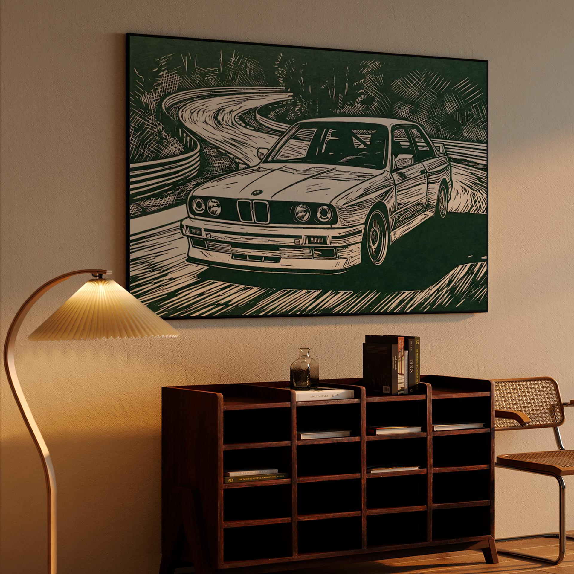 BMW E30 M3: Forest Road Woodcut