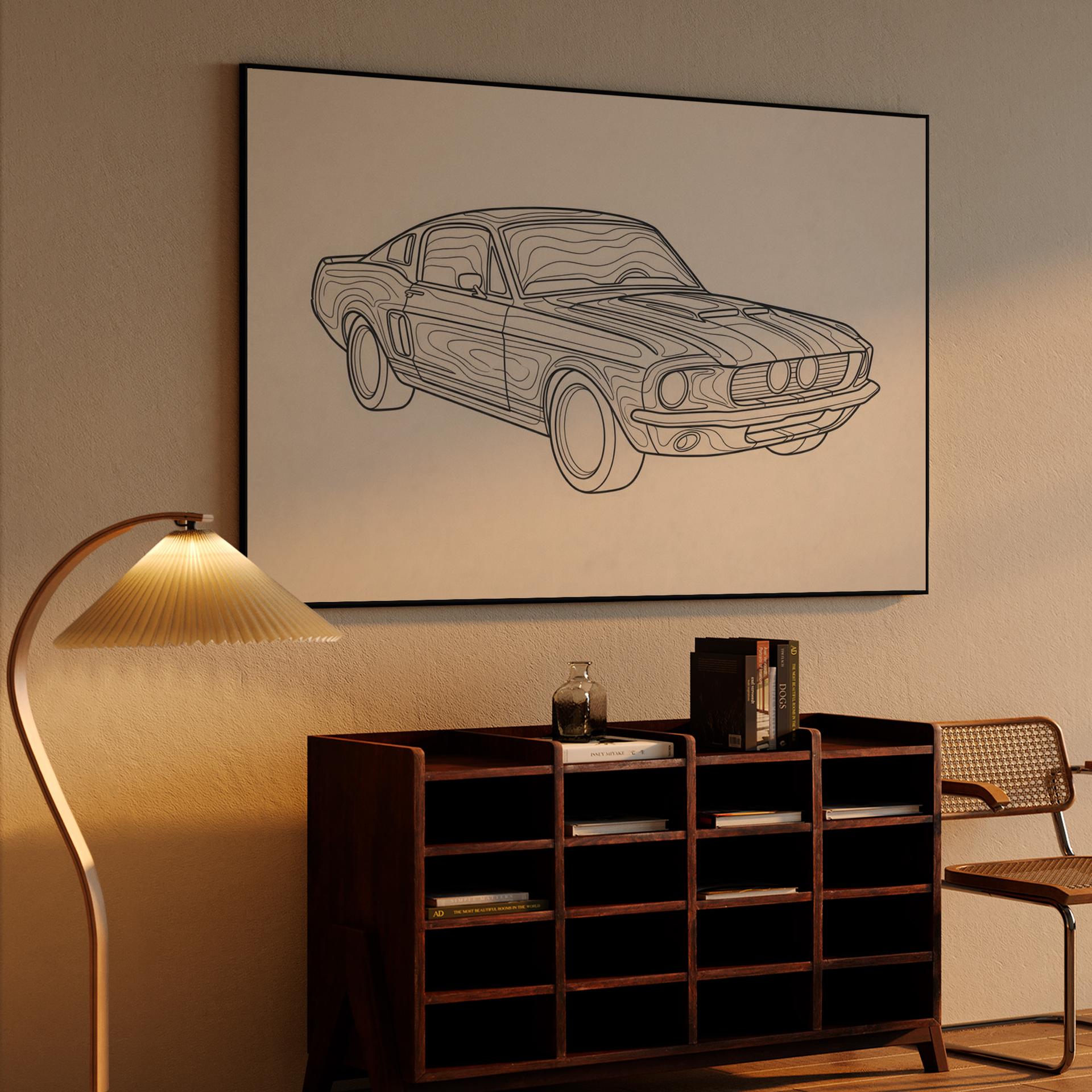 Shelby GT500 Topographic Line Art