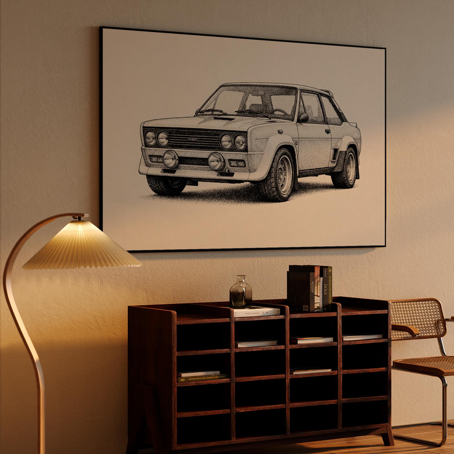 Fiat 131 Abarth Rally Stippling Illustration