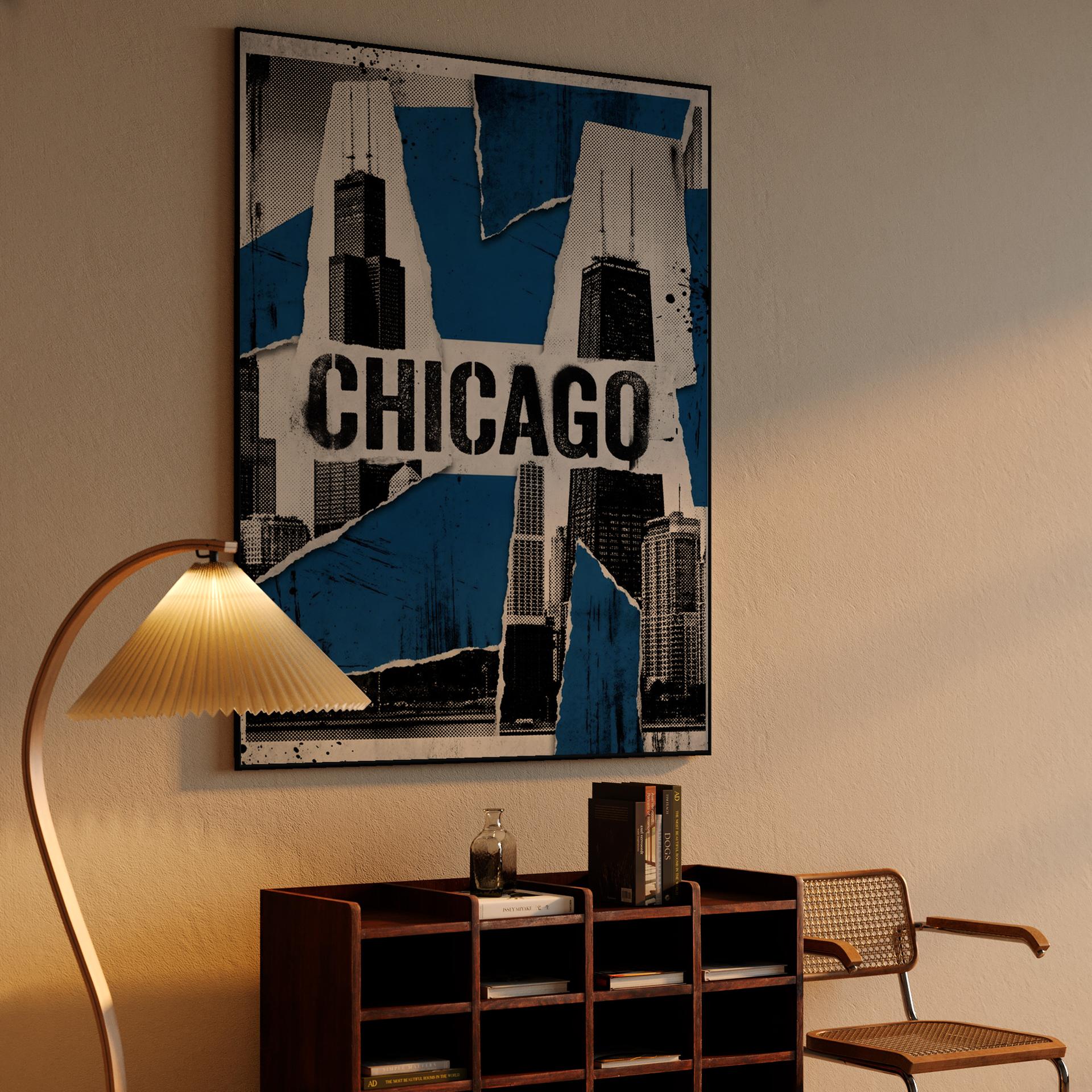 Chicago Torn Paper Skyline Collage