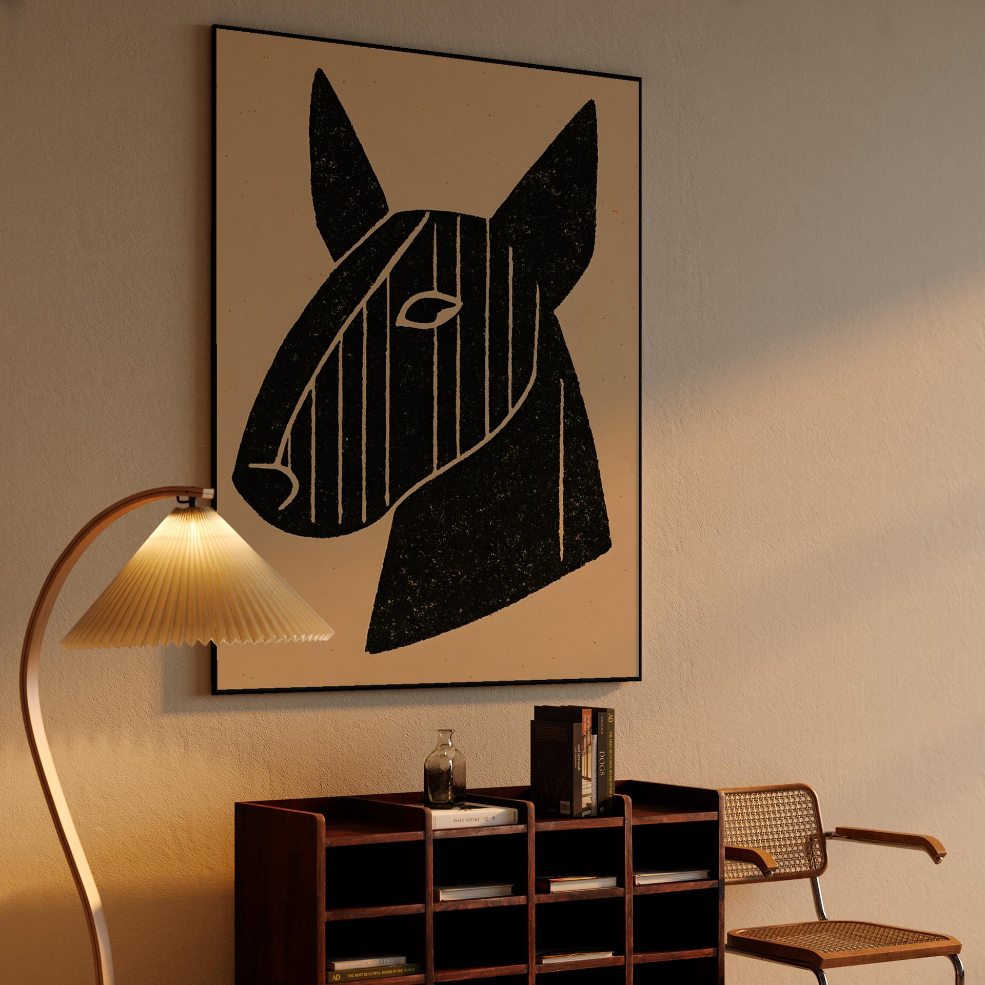 Woodcut Bull Terrier Profile