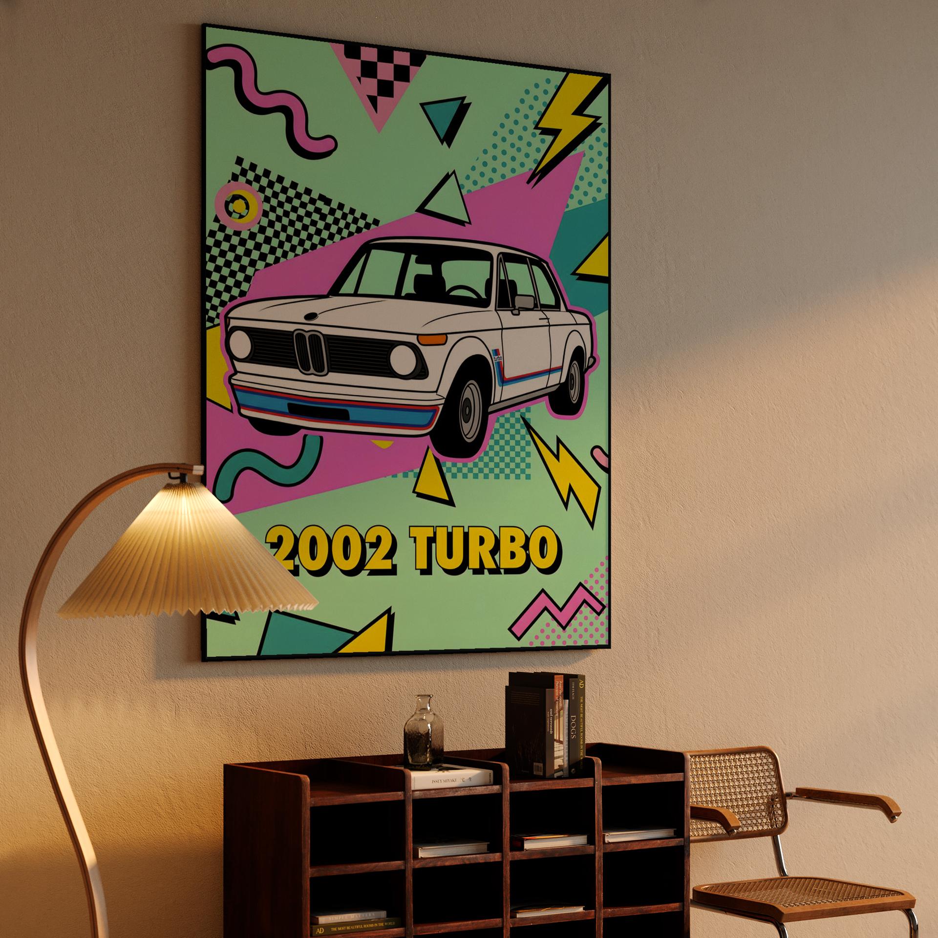 BMW 2002 Turbo Memphis Style Retro Poster